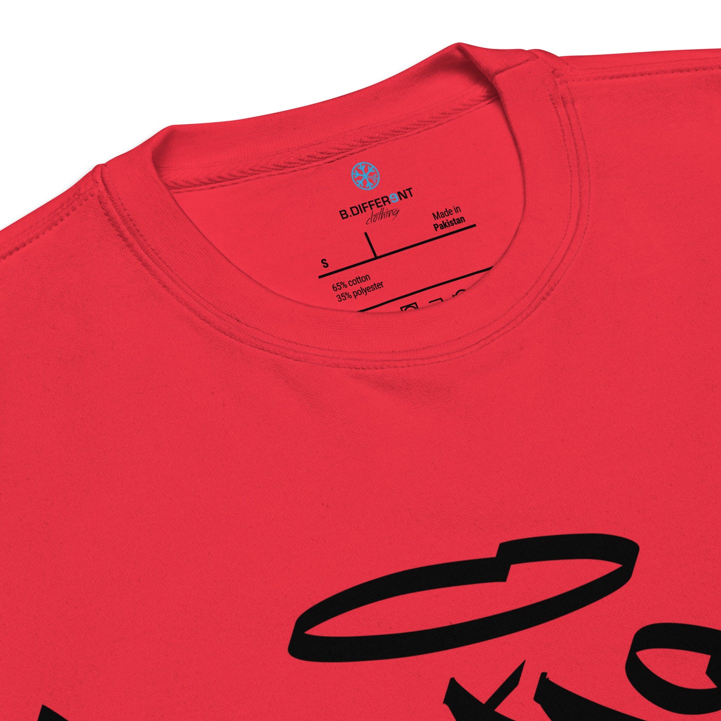 Red-Weirdo Tag Graffiti Sweatshirt from B.Different Clothing, collar, graffiti-inspired streetwear