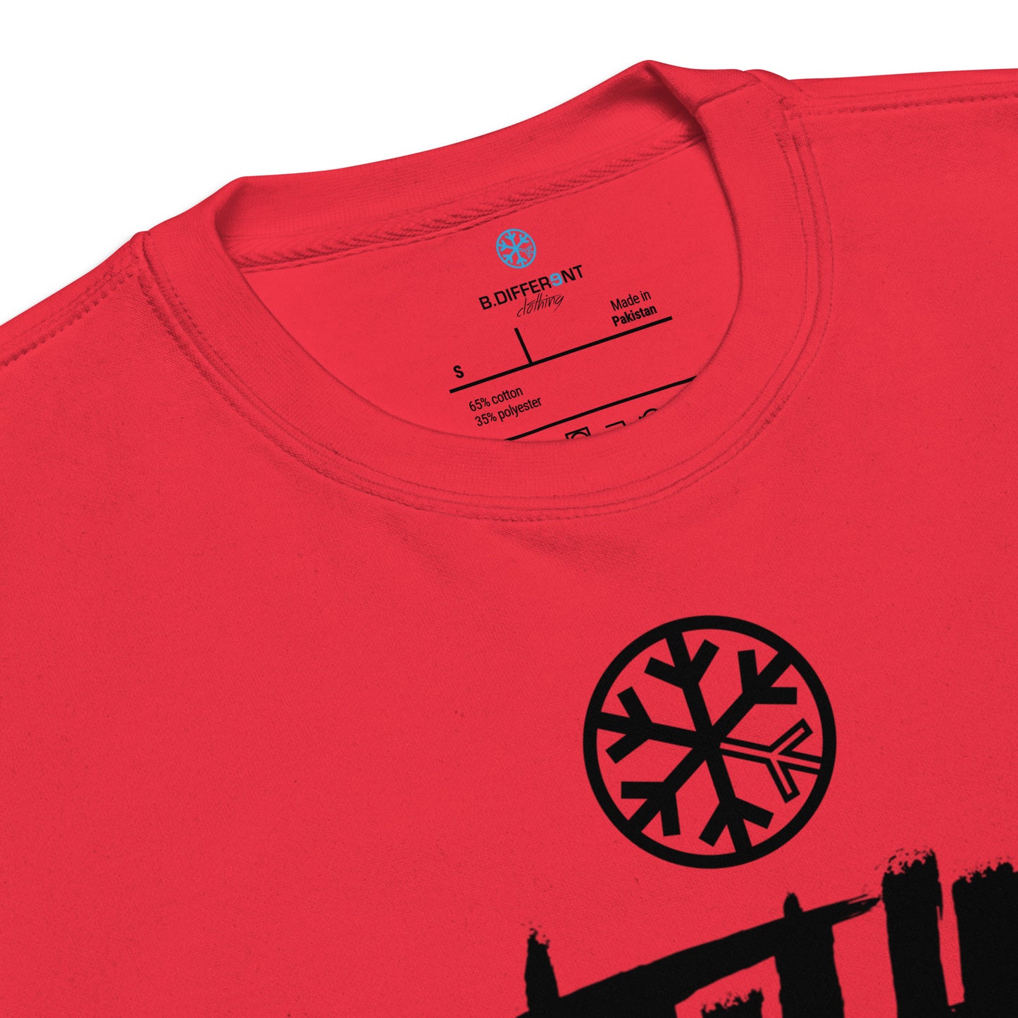 Red-Antihero Graffiti Tag Sweatshirt from B.Different Clothing, collar, graffiti-inspired streetwear