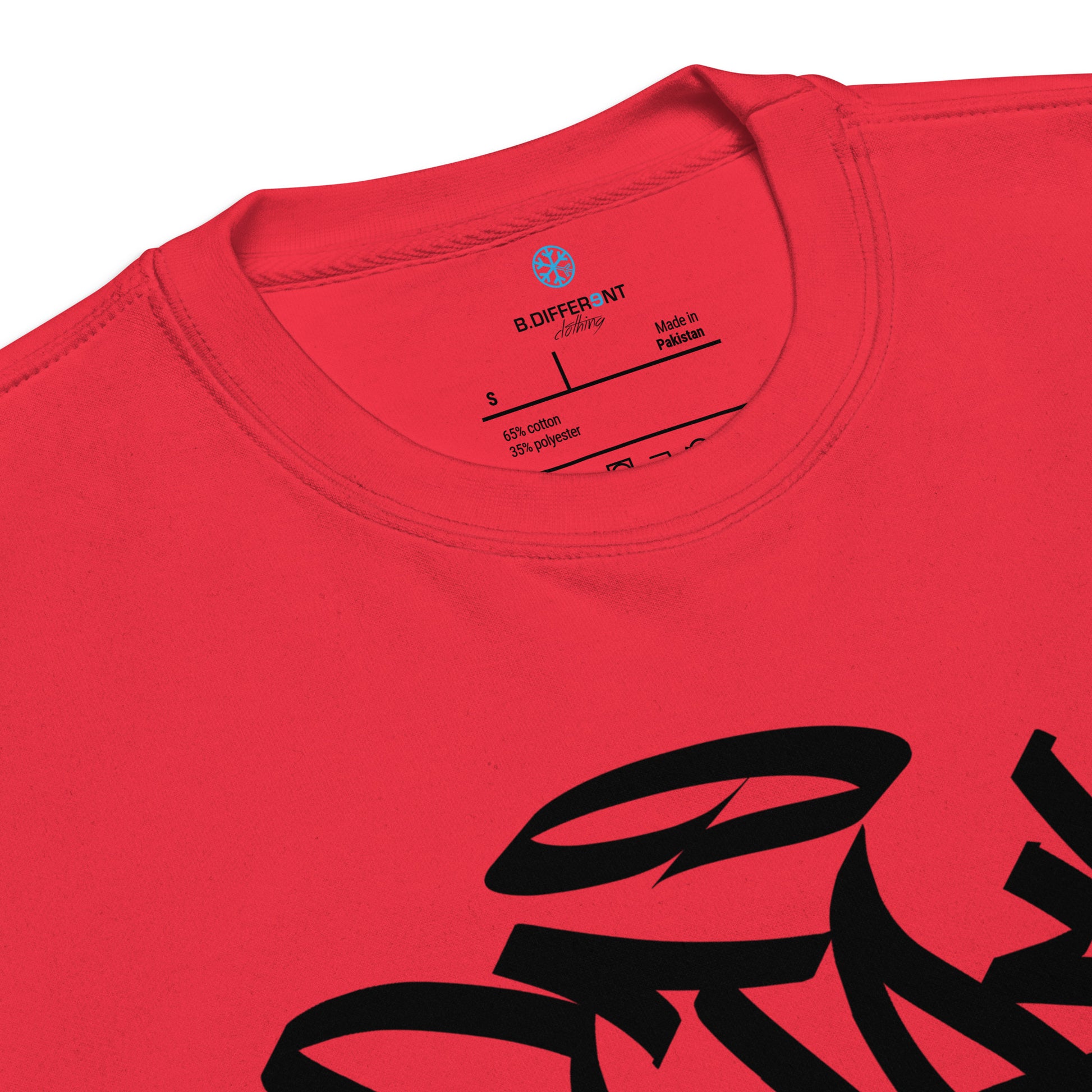 Red-Stay Weird Graffiti Tag Sweatshirt from B.Different Clothing, collar, graffiti-inspired streetwear