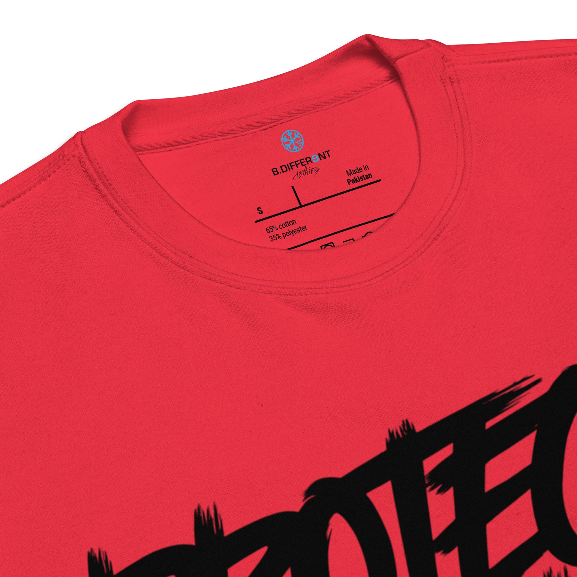 Red-Protect Your Vibe Graffiti Tag Sweatshirt from B.Different Clothing, collar, graffiti-inspired streetwear