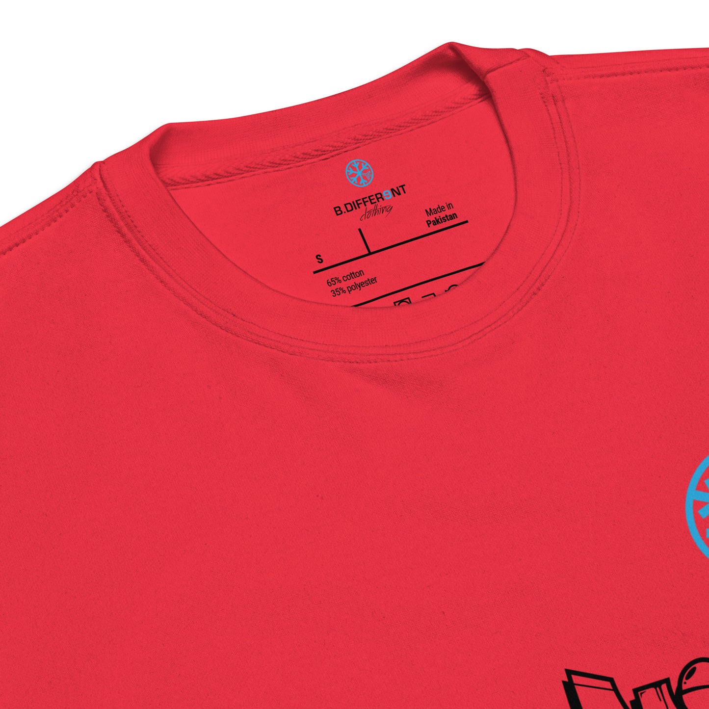 Red-Mission Graffiti Character Sweatshirt from B.Different Clothing, collar, graffiti-inspired streetwear