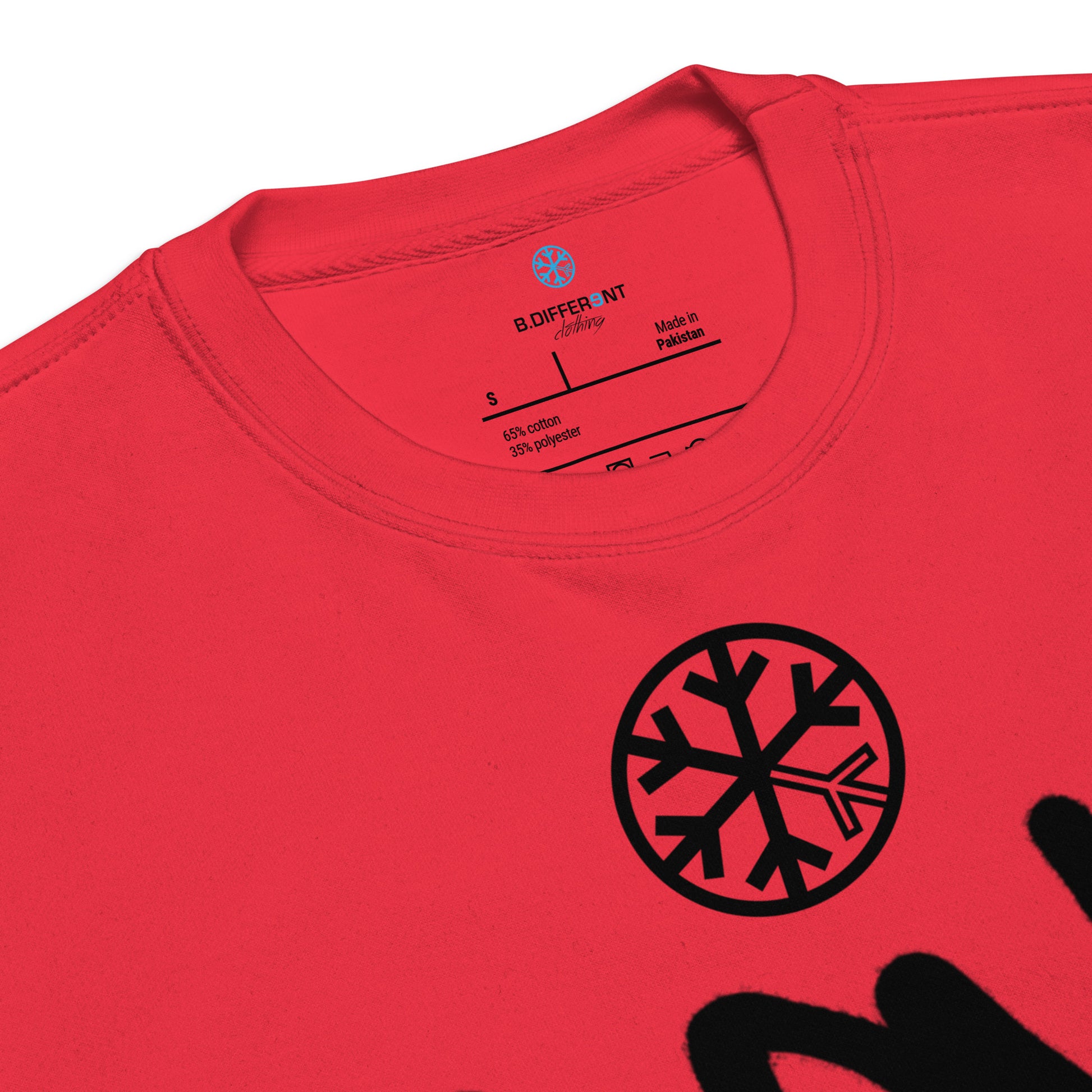 Red-Loony Graffiti Tag Sweatshirt from B.Different Clothing, collar, graffiti-inspired streetwear