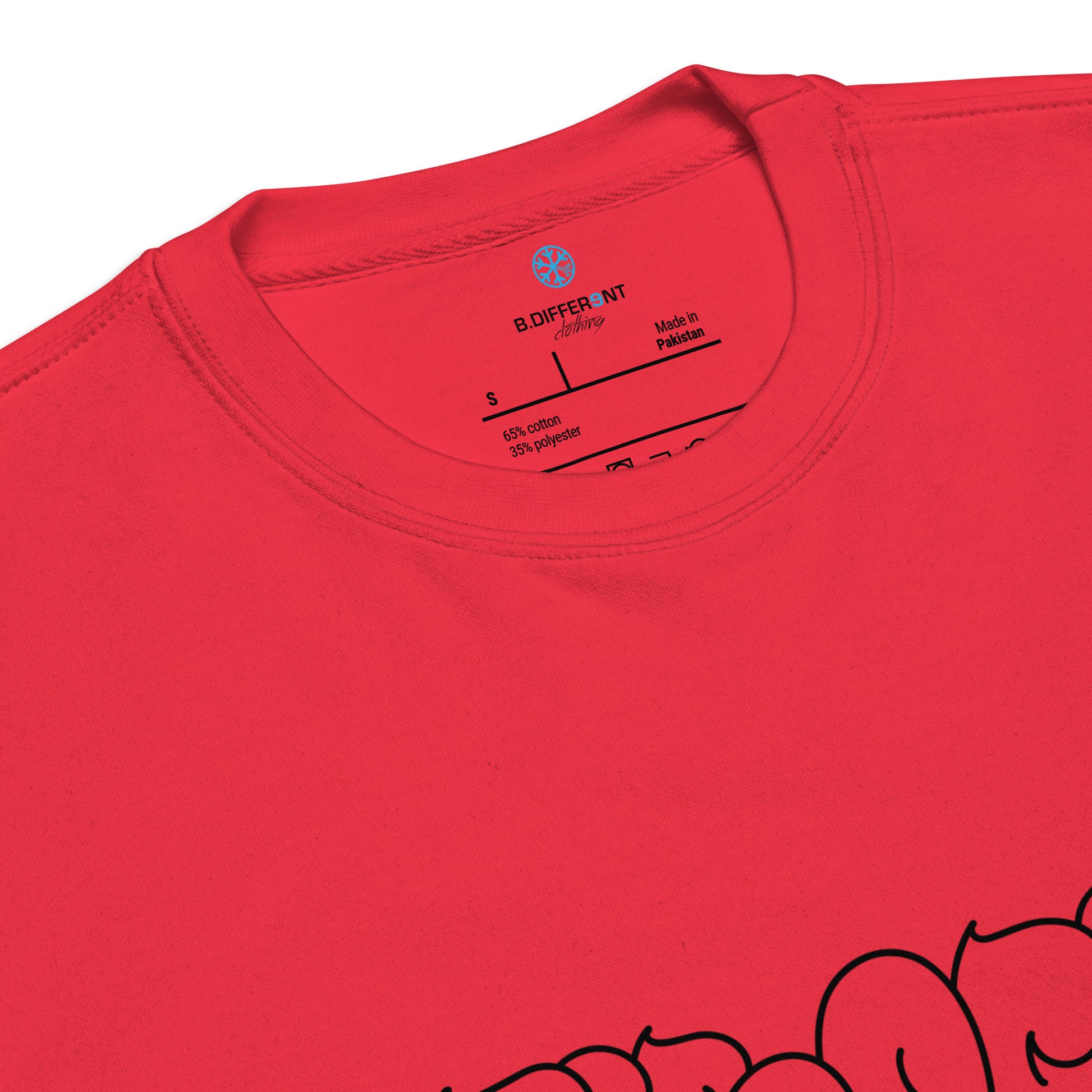 Red-Antisocial Graffiti Hollow Sweatshirt from B.Different Clothing, collar, graffiti-inspired streetwear