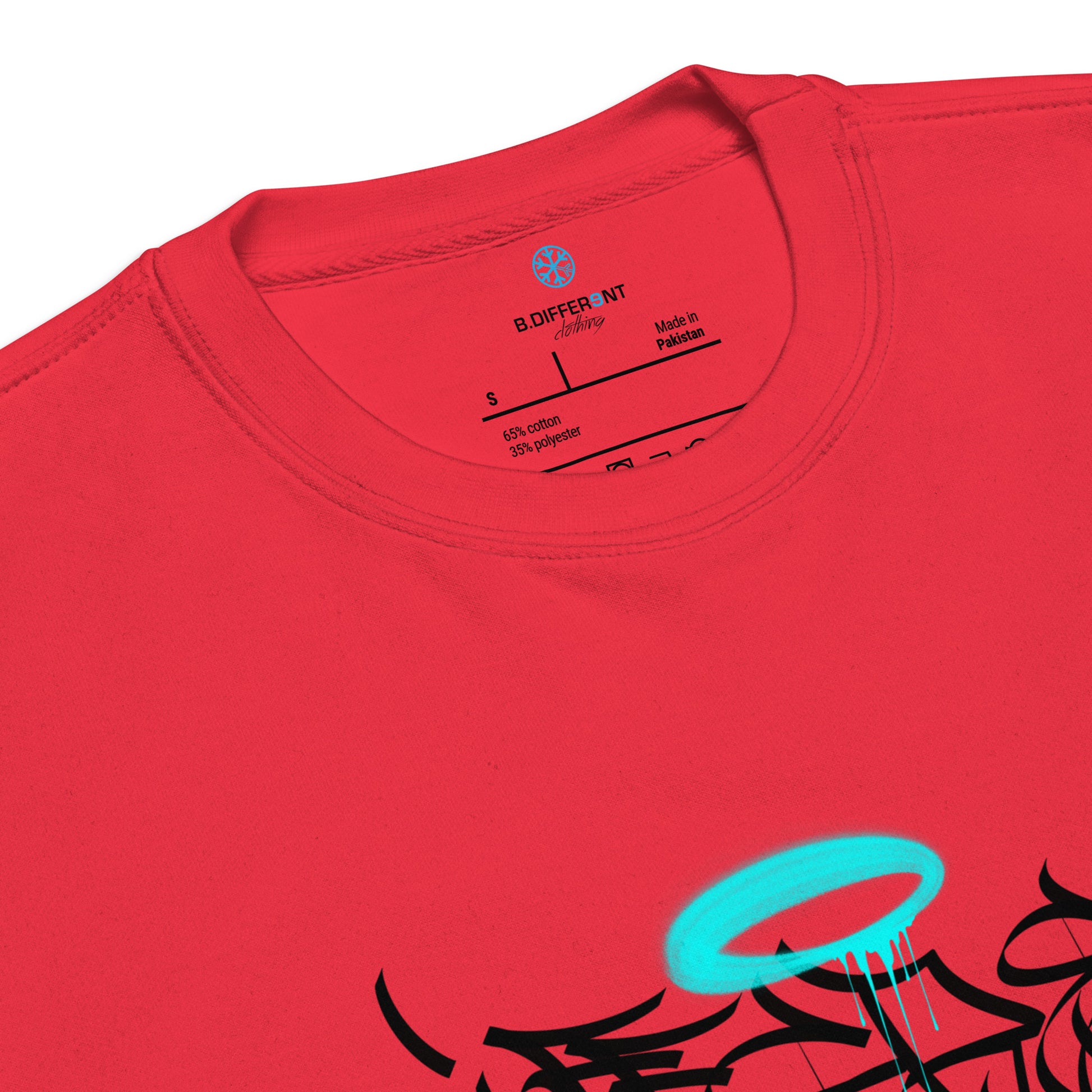 Red-Caos One Collab Graffiti Sweatshirt from B.Different Clothing, collar, graffiti-inspired streetwear