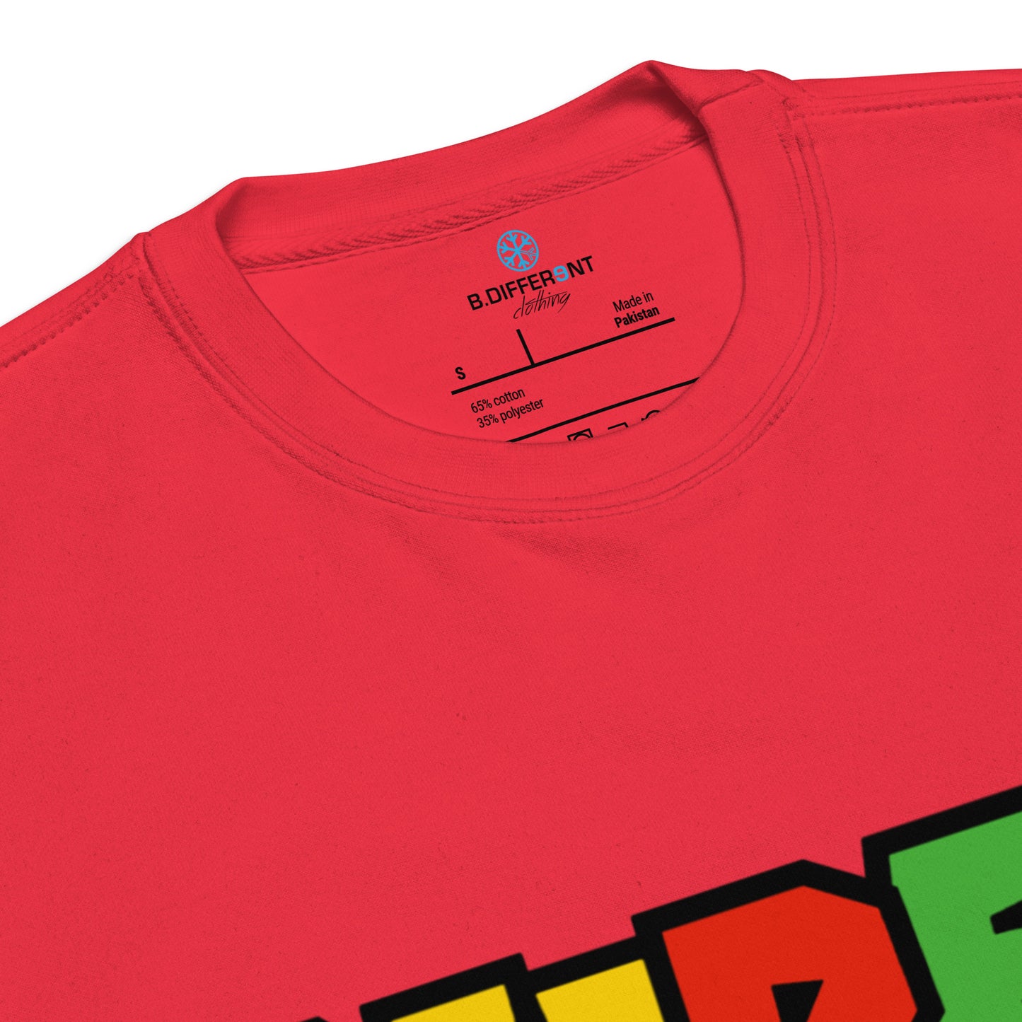 Team Red-Super Weird Bros Sweatshirt from B.Different Clothing, collar, graffiti-inspired streetwear