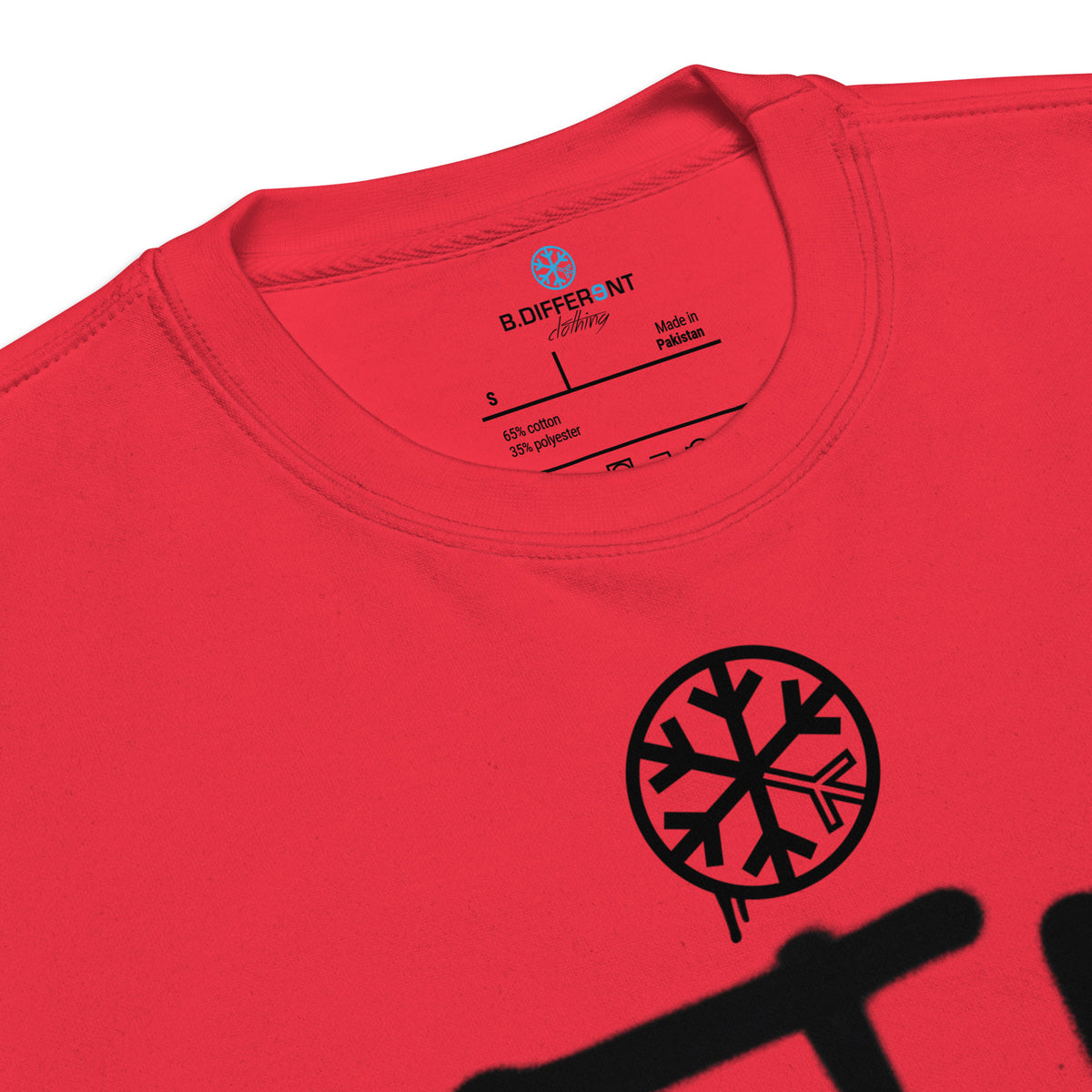 Team Red-Get Up or Die Graffiti Tag Sweatshirt from B.Different Clothing, collar, graffiti-inspired streetwear