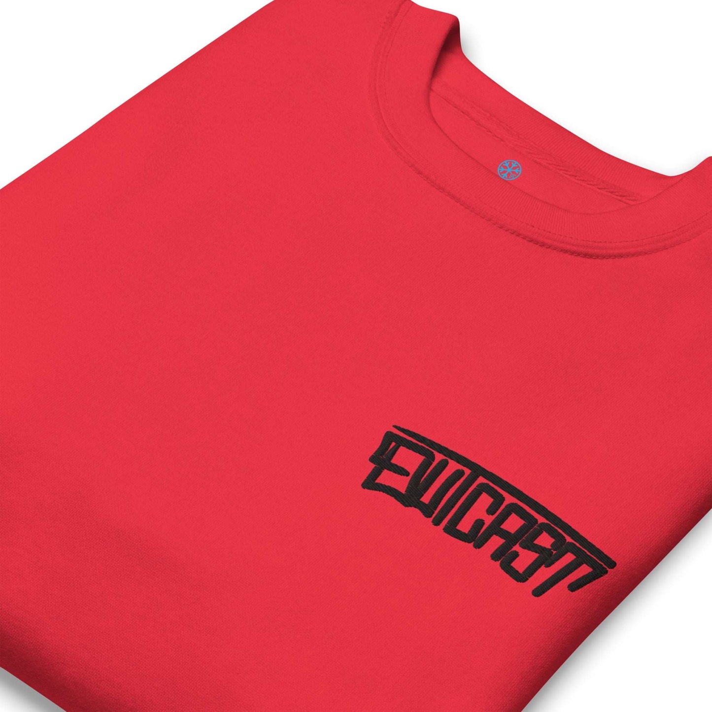 detail of Outcast Graffiti Tag sweatshirt red B.Different Clothing graffiti street art inspired streetwear brand