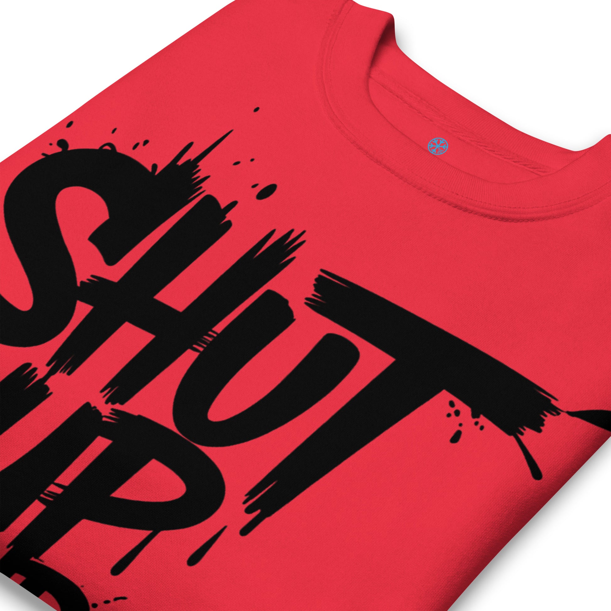 Red-Shut Up and Paint Graffiti Sweatshirt from B.Different Clothing, detail, graffiti-inspired streetwear