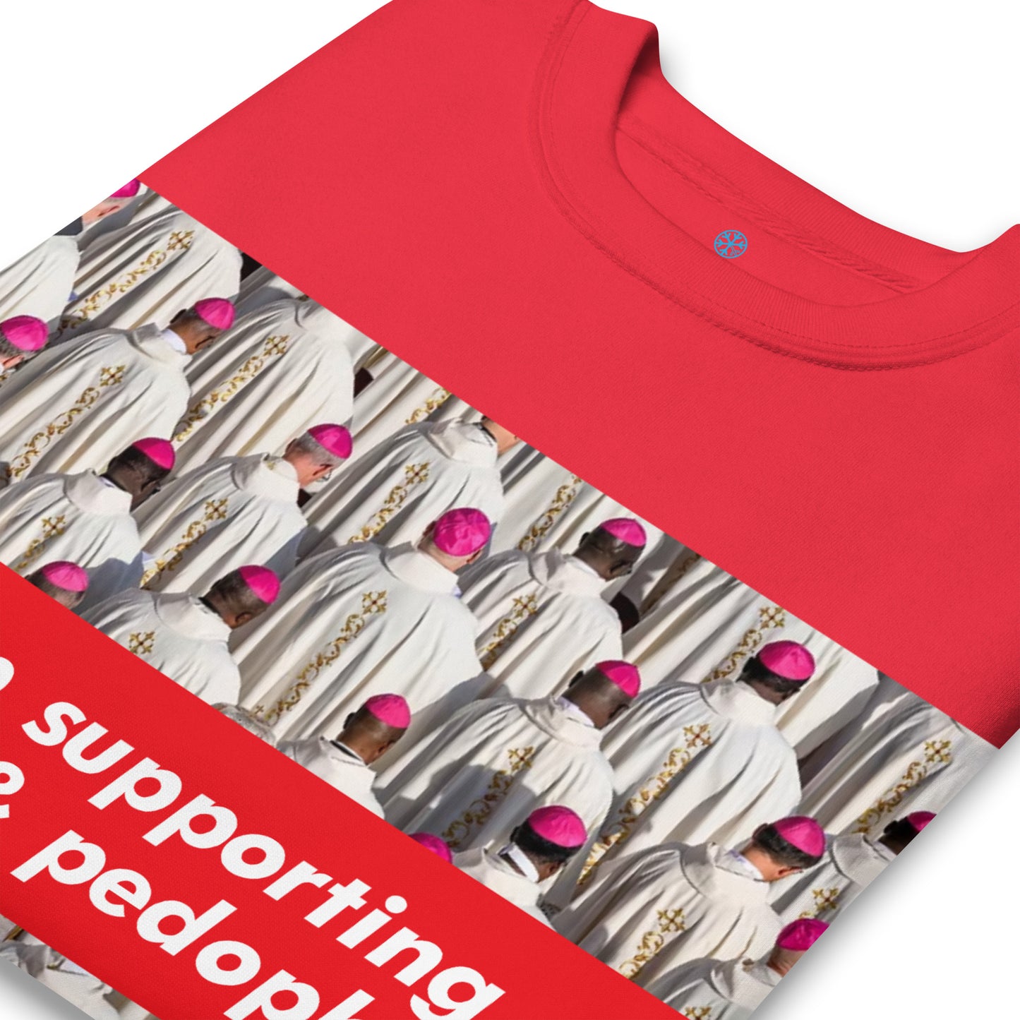 Red-Vatican Crooks Sweatshirt from B.Different Clothing, detail, graffiti-inspired streetwear