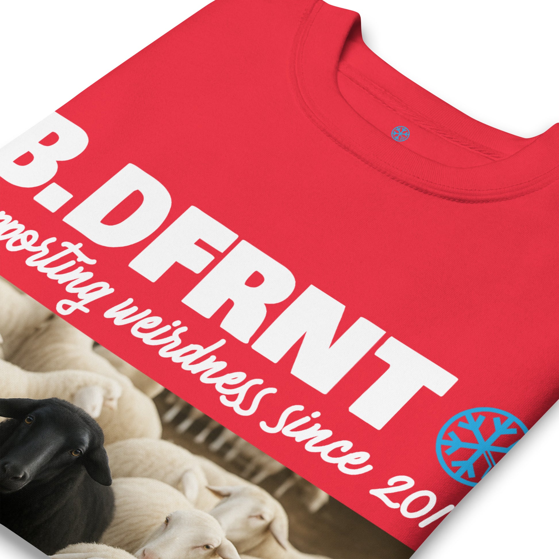 Red-Black Sheep Sweatshirt from B.Different Clothing, detail, graffiti-inspired streetwear