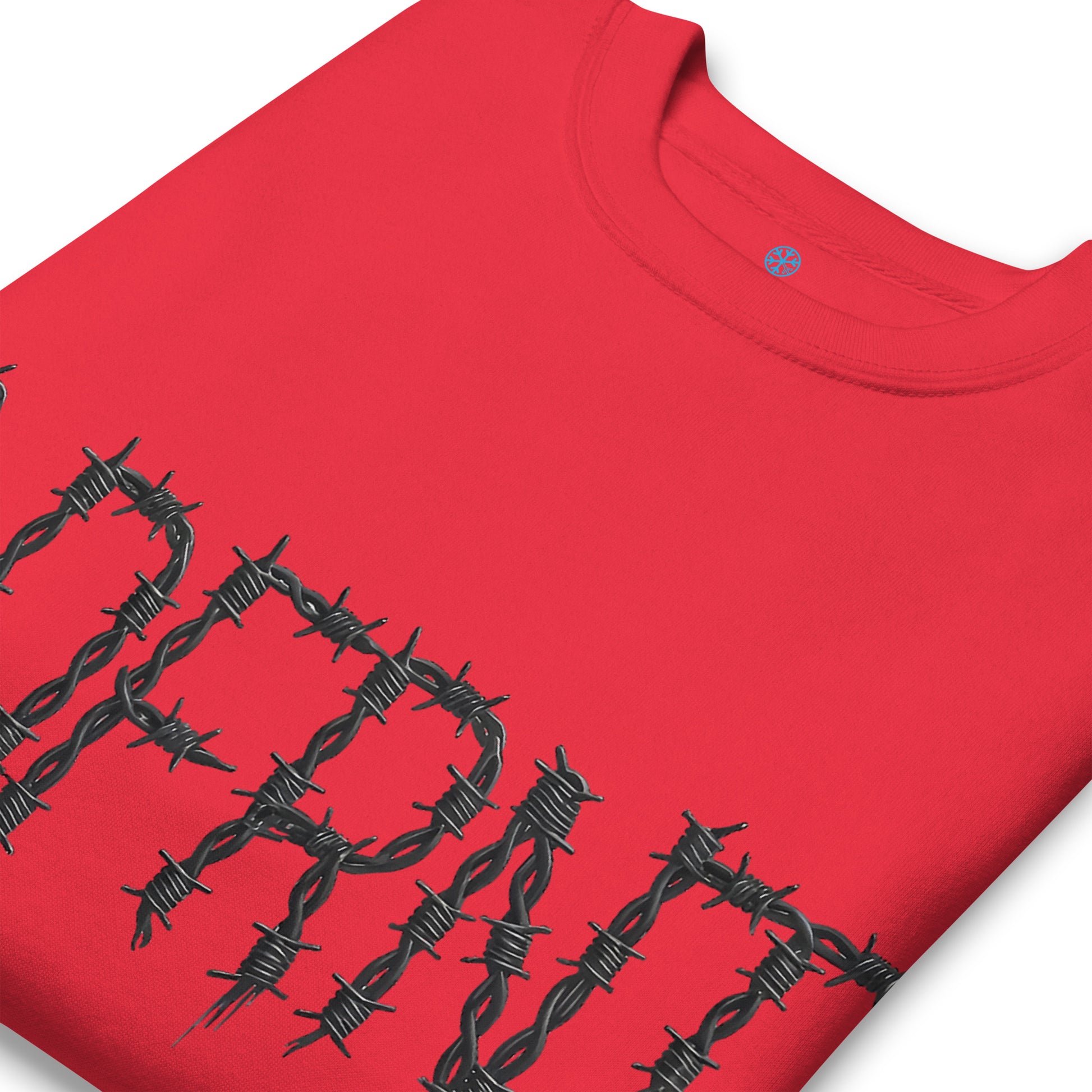 Red-B.DFRNT Barbed Wire Sweatshirt from B.Different Clothing, detail, graffiti-inspired streetwear