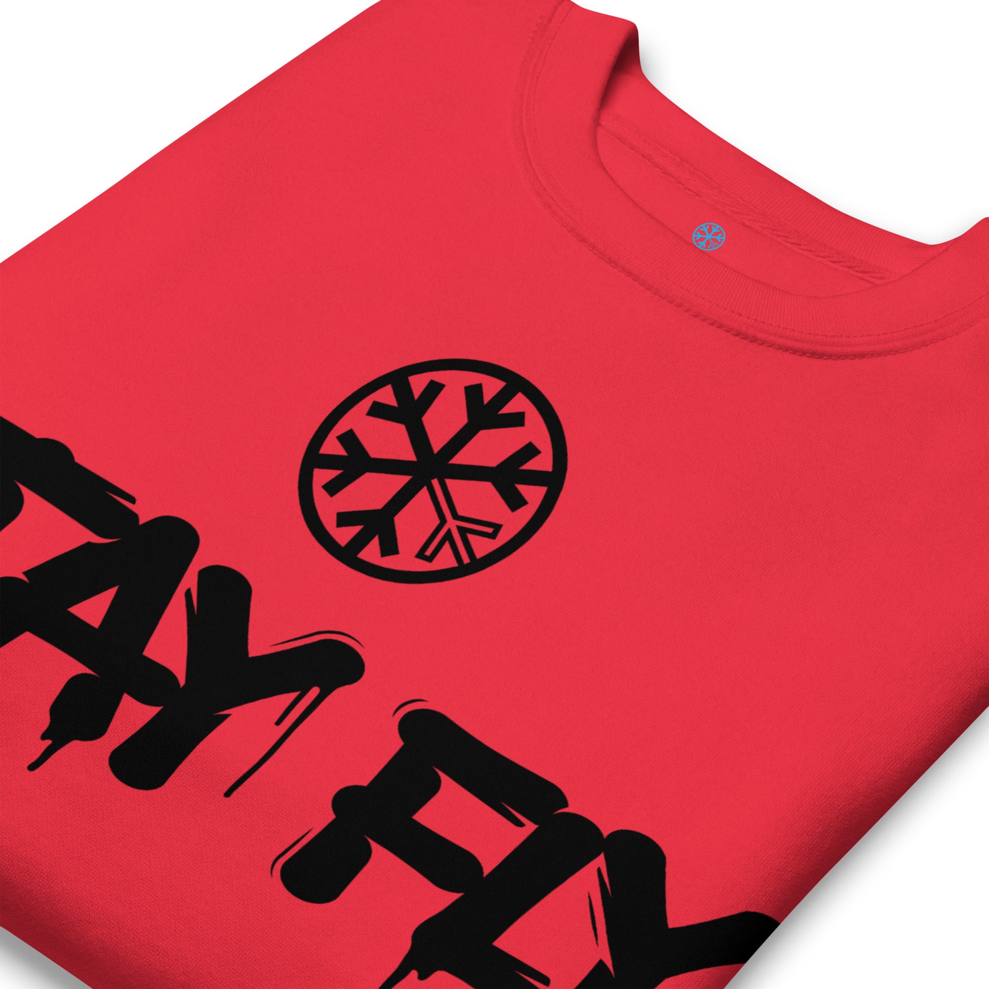 Red-Stay Fly Graffiti Tag Sweatshirt from B.Different Clothing, detail, graffiti-inspired streetwear