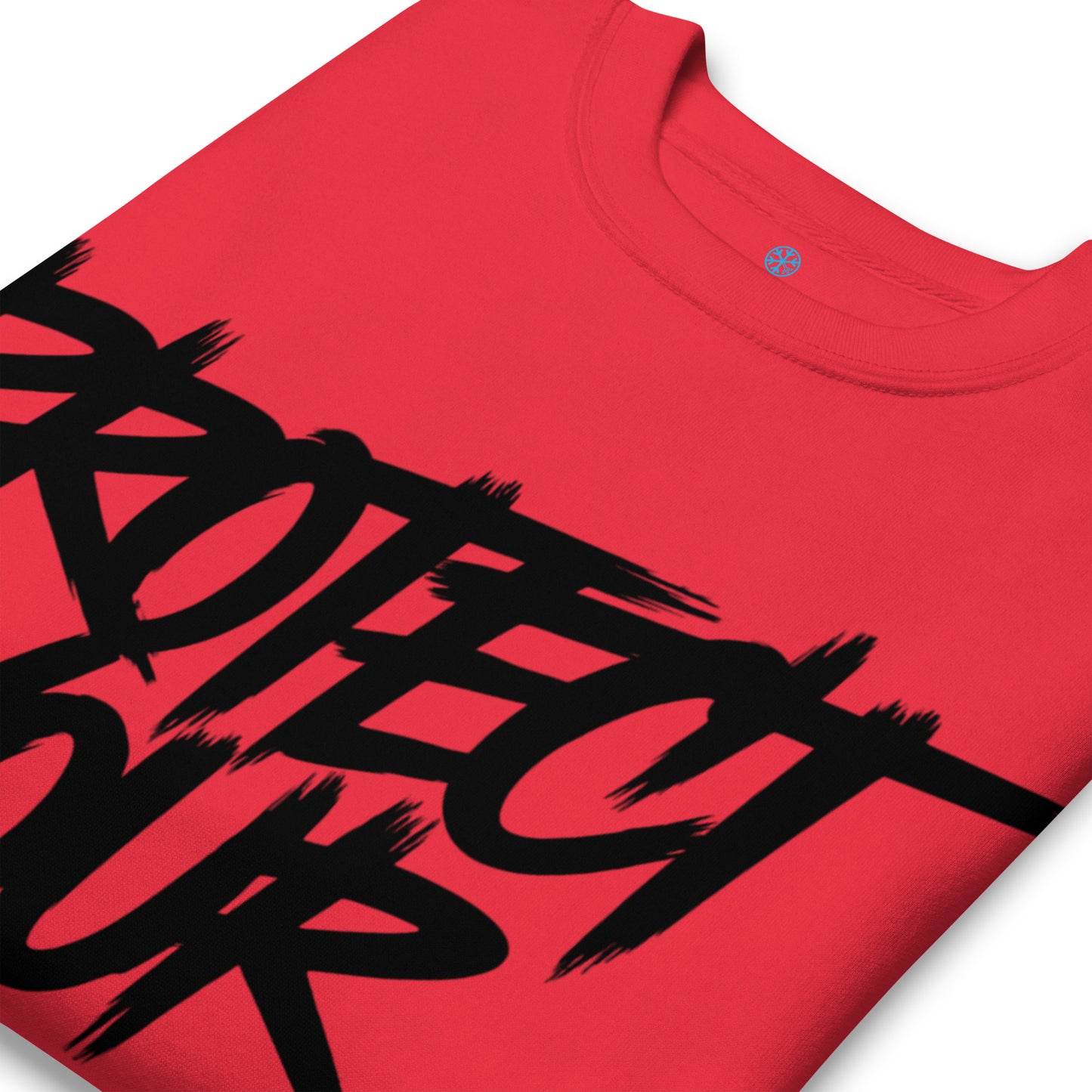 Red-Protect Your Vibe Graffiti Tag Sweatshirt from B.Different Clothing, detail, graffiti-inspired streetwear