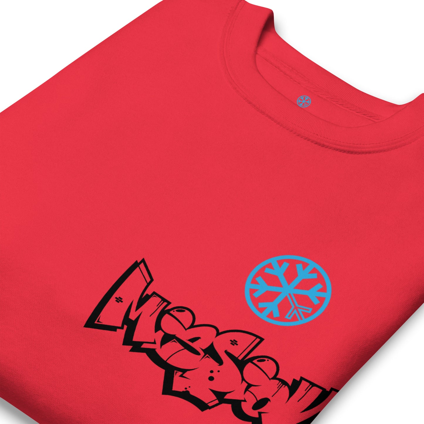 Red-Mission Graffiti Character Sweatshirt from B.Different Clothing, detail, graffiti-inspired streetwear