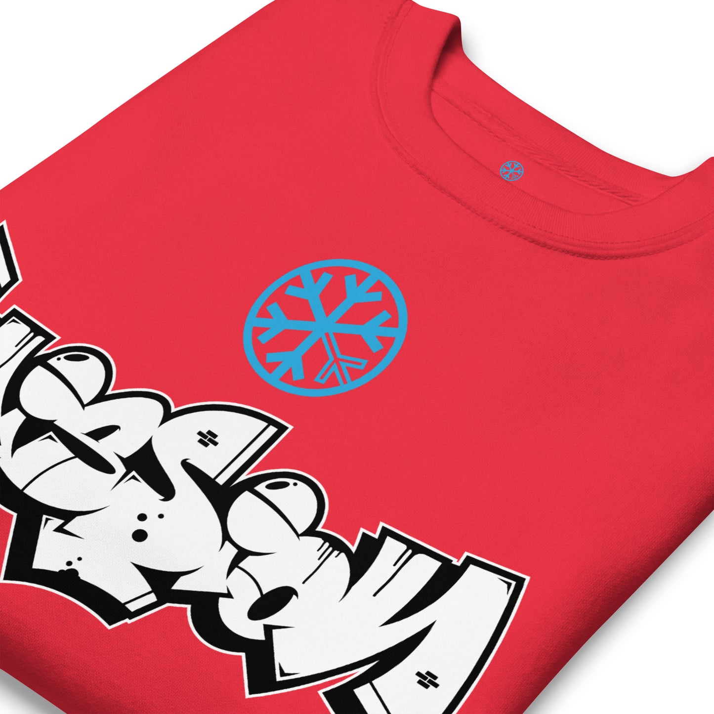 Red-Mission Graffiti Piece Sweatshirt from B.Different Clothing, detail, graffiti-inspired streetwear