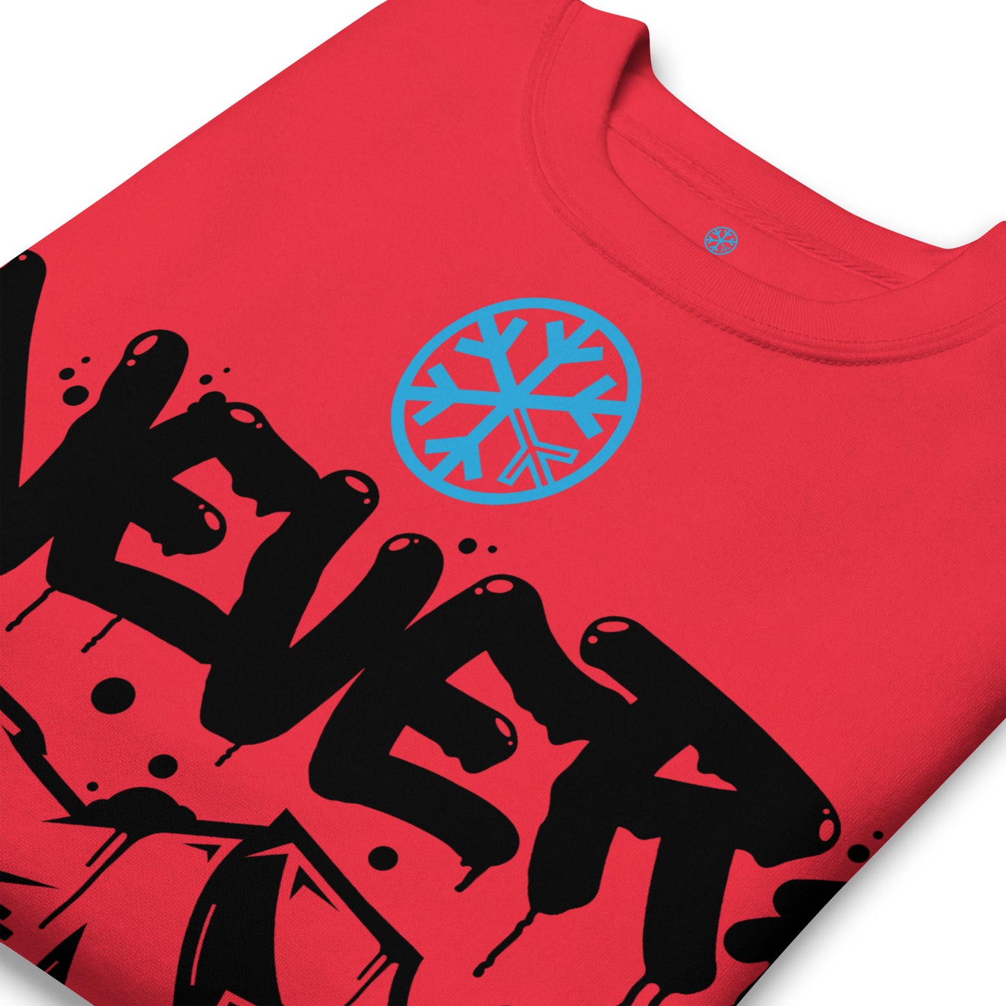 Red-Never Stop Graffiti Piece Sweatshirt from B.Different Clothing, detail, graffiti-inspired streetwear