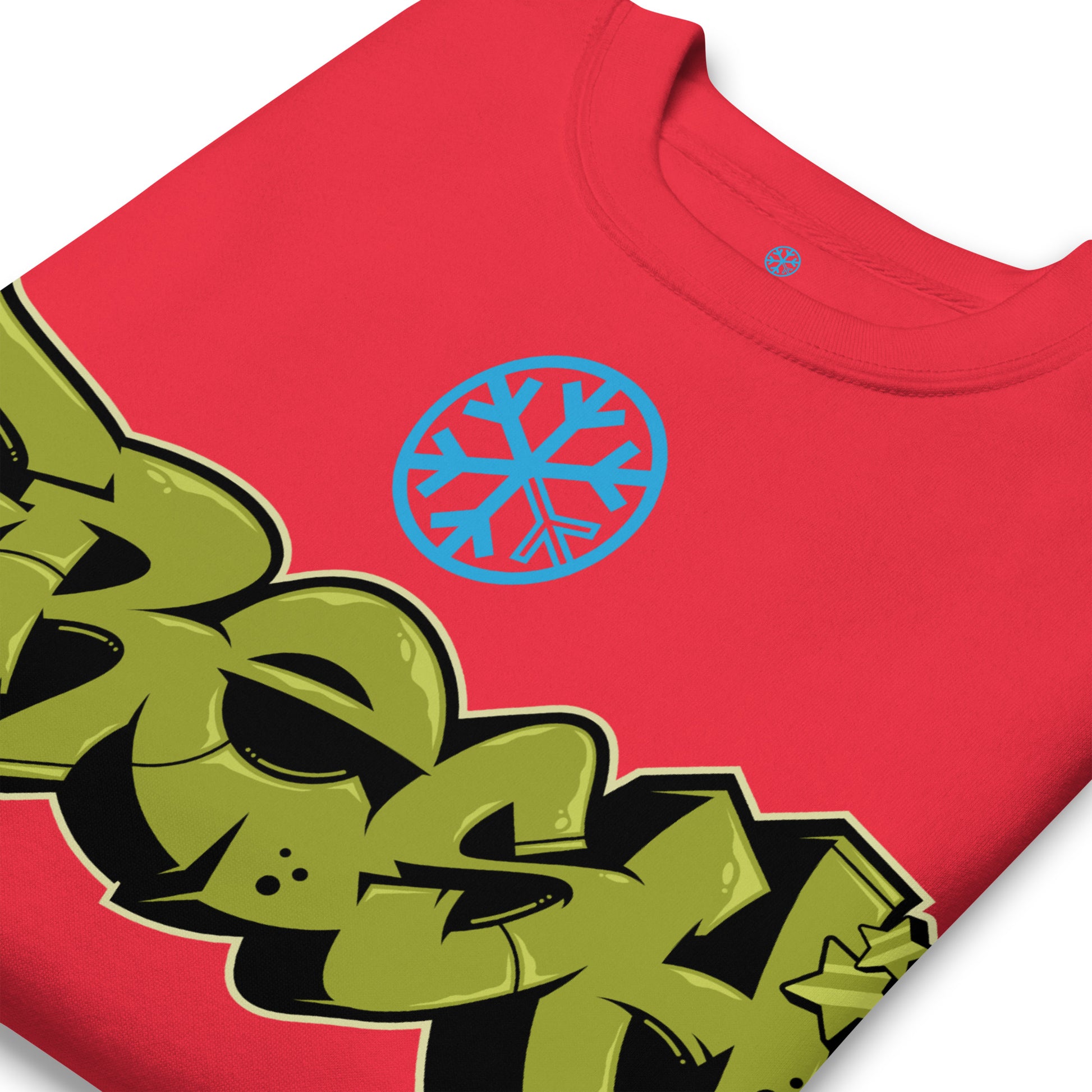 Red-Fresh Graffiti Piece Sweatshirt from B.Different Clothing, detail, graffiti-inspired streetwear