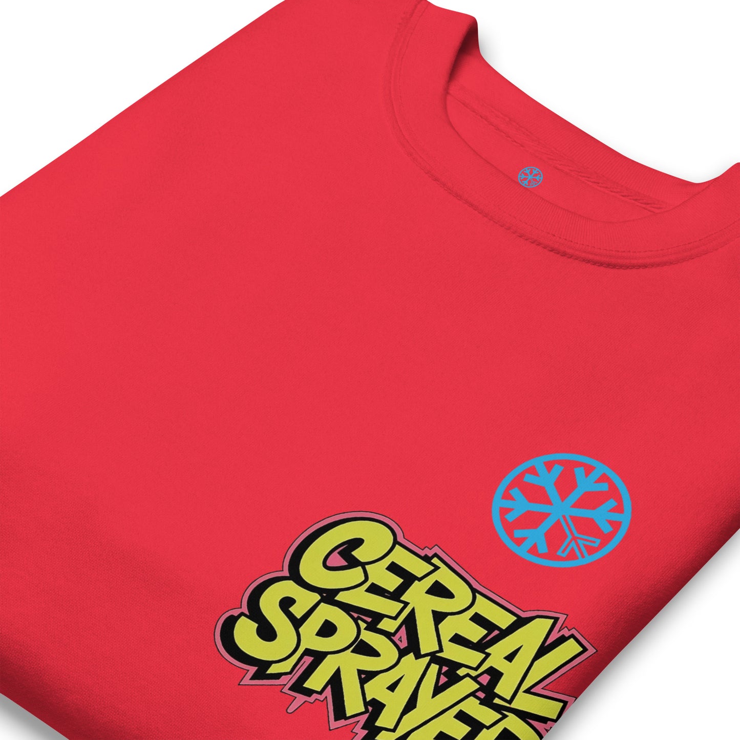 Red-Cereal Sprayer Graffiti Sweatshirt from B.Different Clothing, detail, graffiti-inspired streetwear