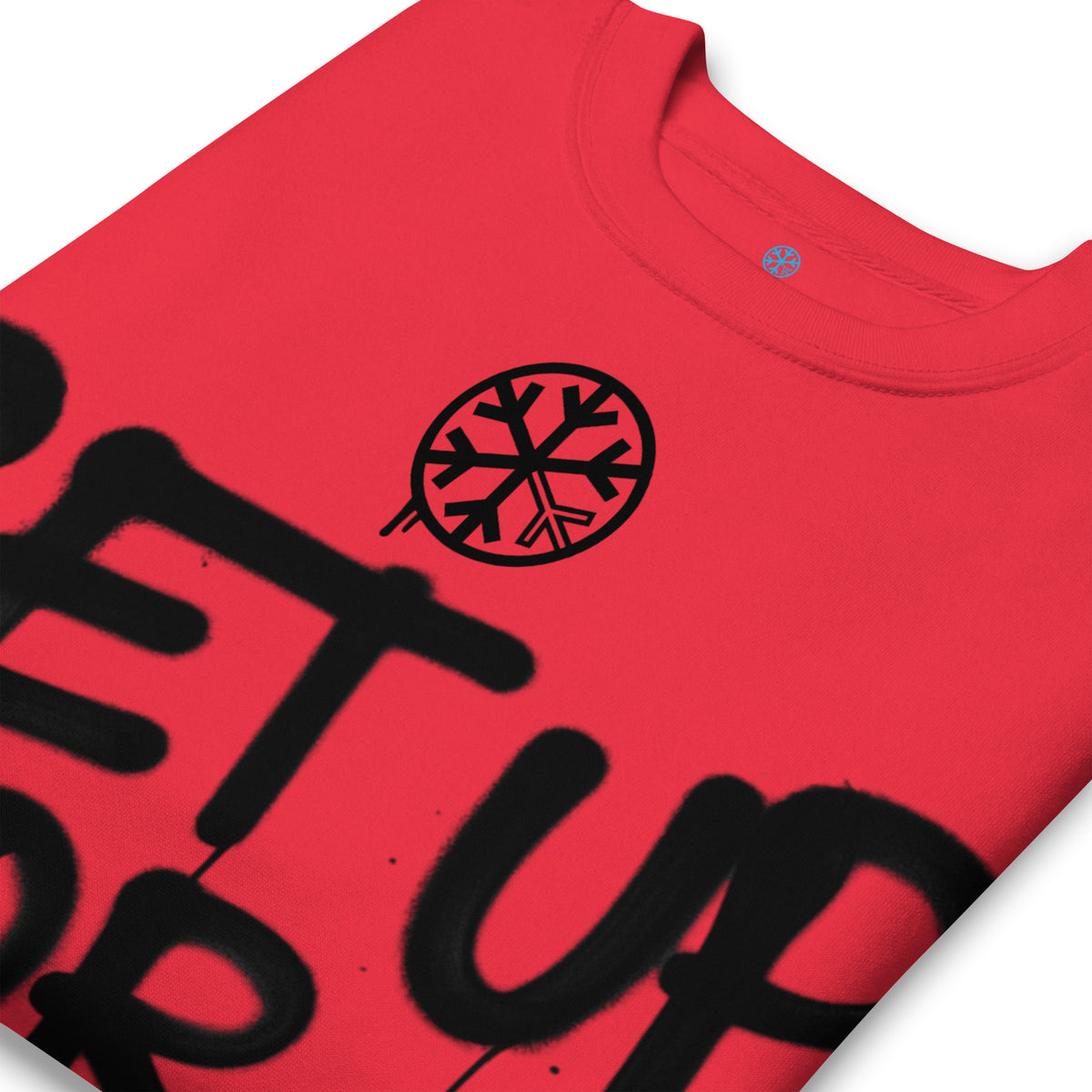 Team Red-Get Up or Die Graffiti Tag Sweatshirt from B.Different Clothing, detail, graffiti-inspired streetwear