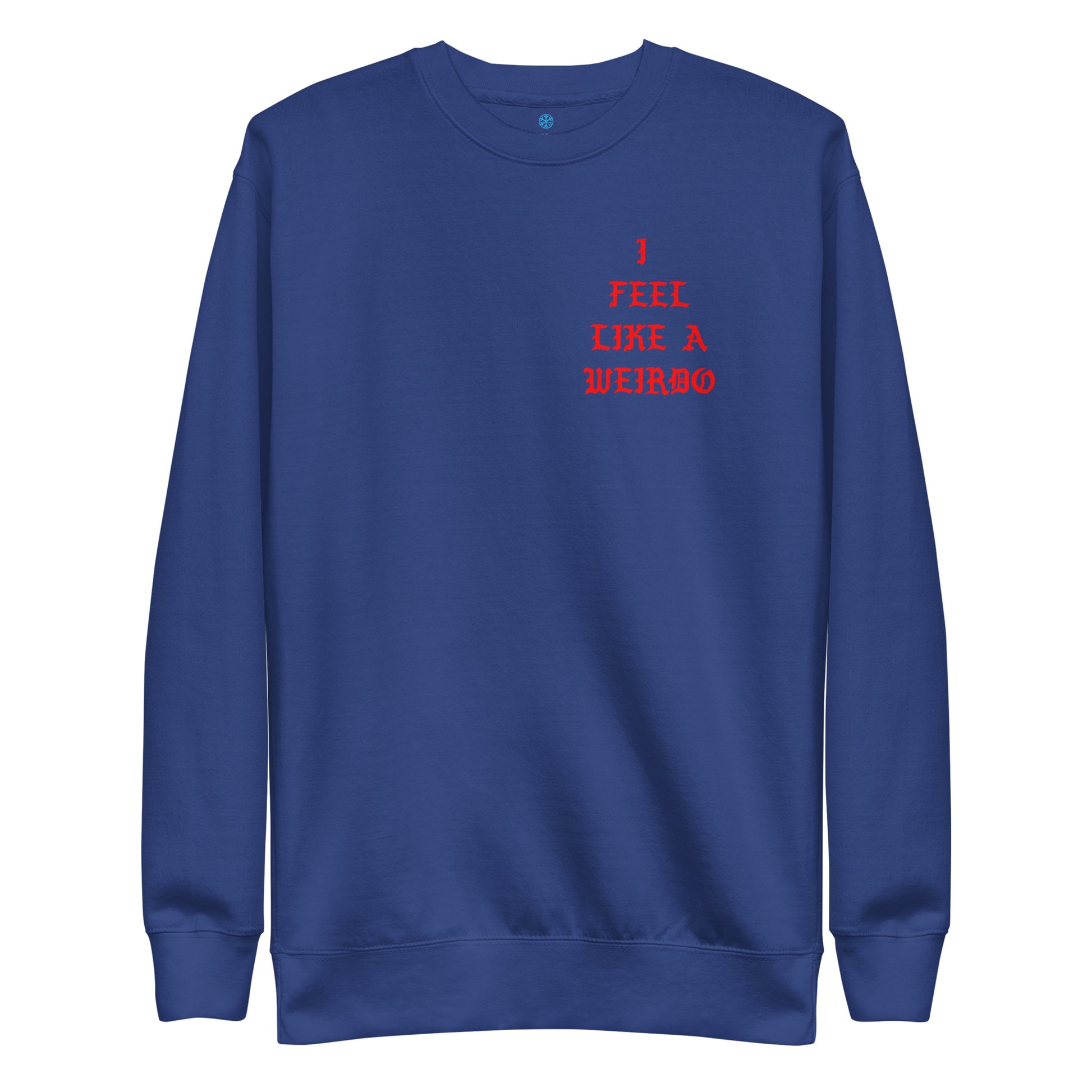 front of I feel like a weirdo sweatshirt blue B.Different Clothing graffiti street art inspired streetwear brand