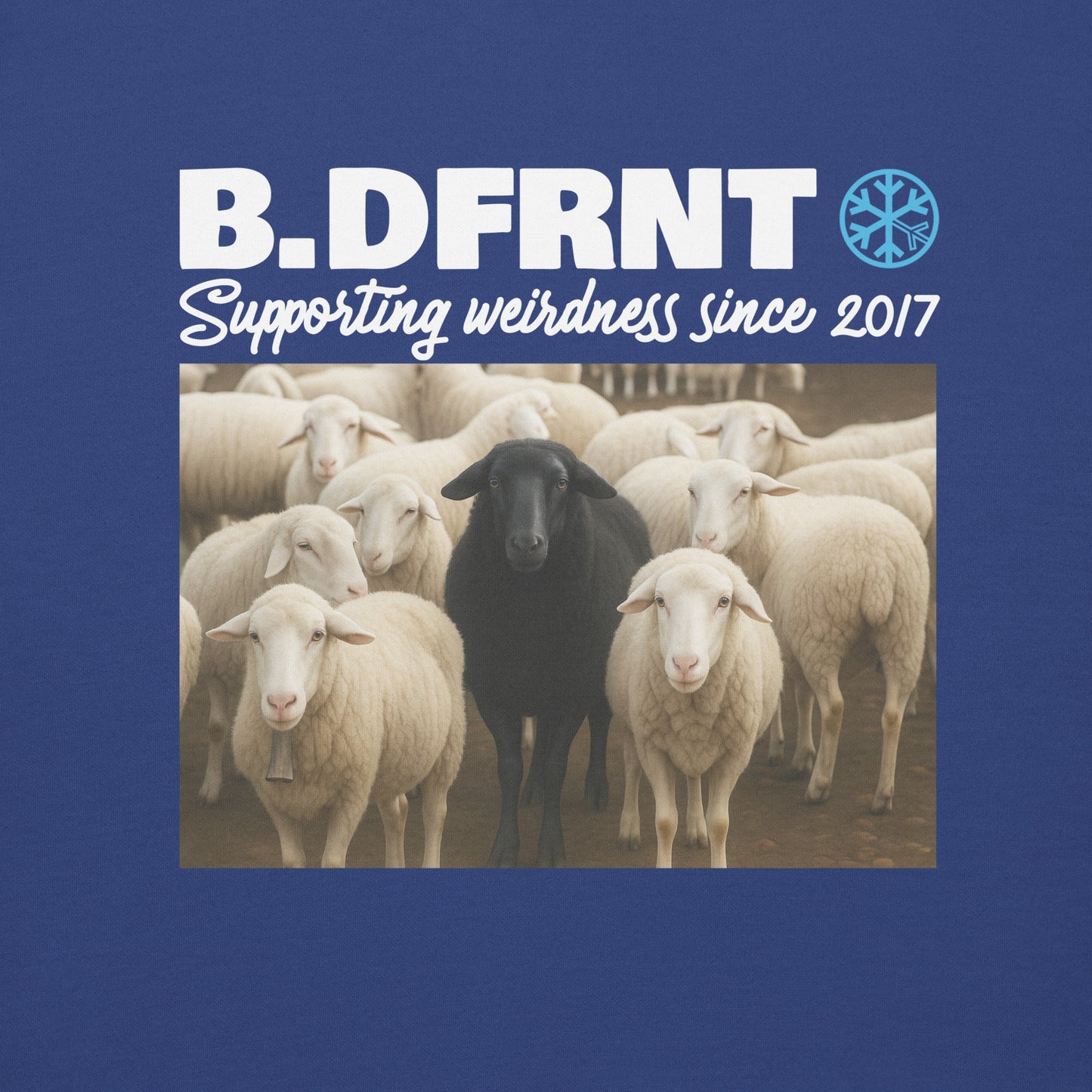Blue-Black Sheep Sweatshirt from B.Different Clothing, graphic, graffiti-inspired streetwear