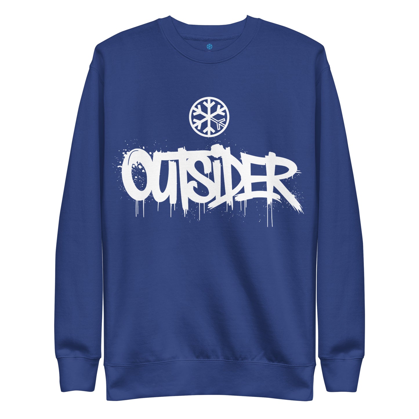 Blue-Outsider Graffiti Tag Sweatshirt from B.Different Clothing, front view, graffiti-inspired streetwear