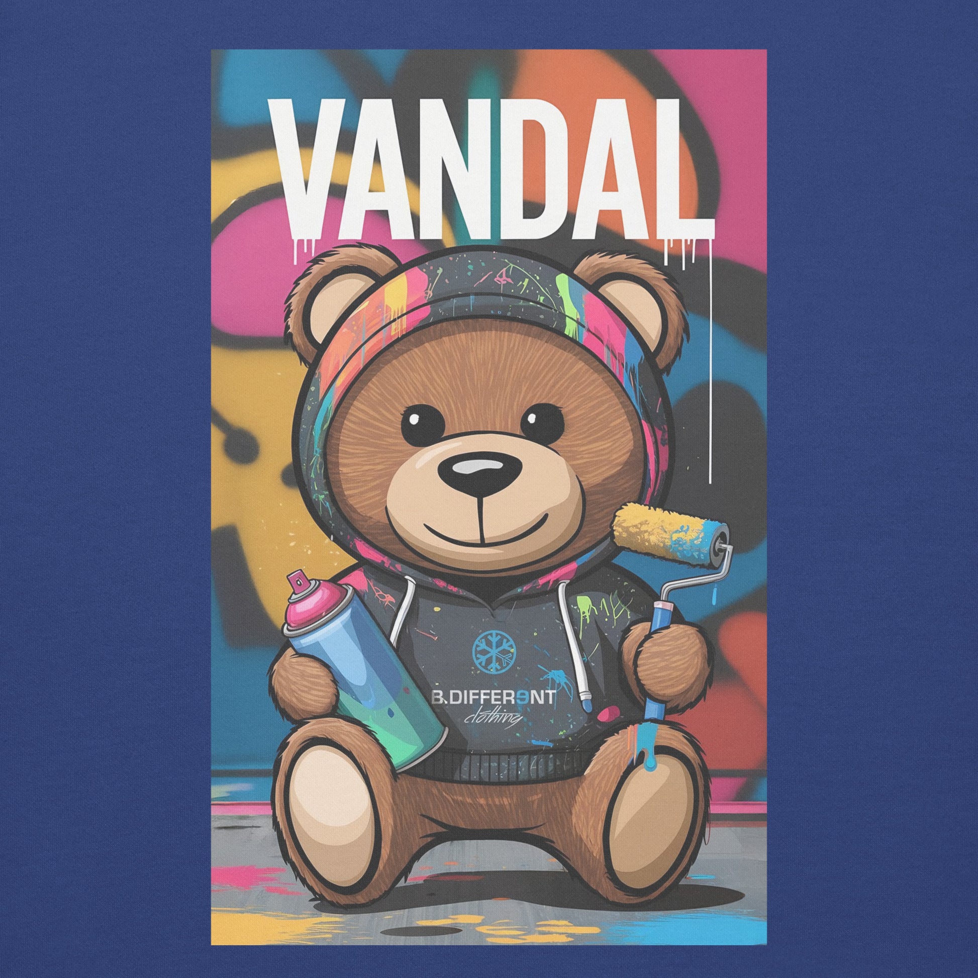 Blue-Vandal Teddy Bear Graffiti Sweatshirt from B.Different Clothing, graphic, graffiti-inspired streetwear