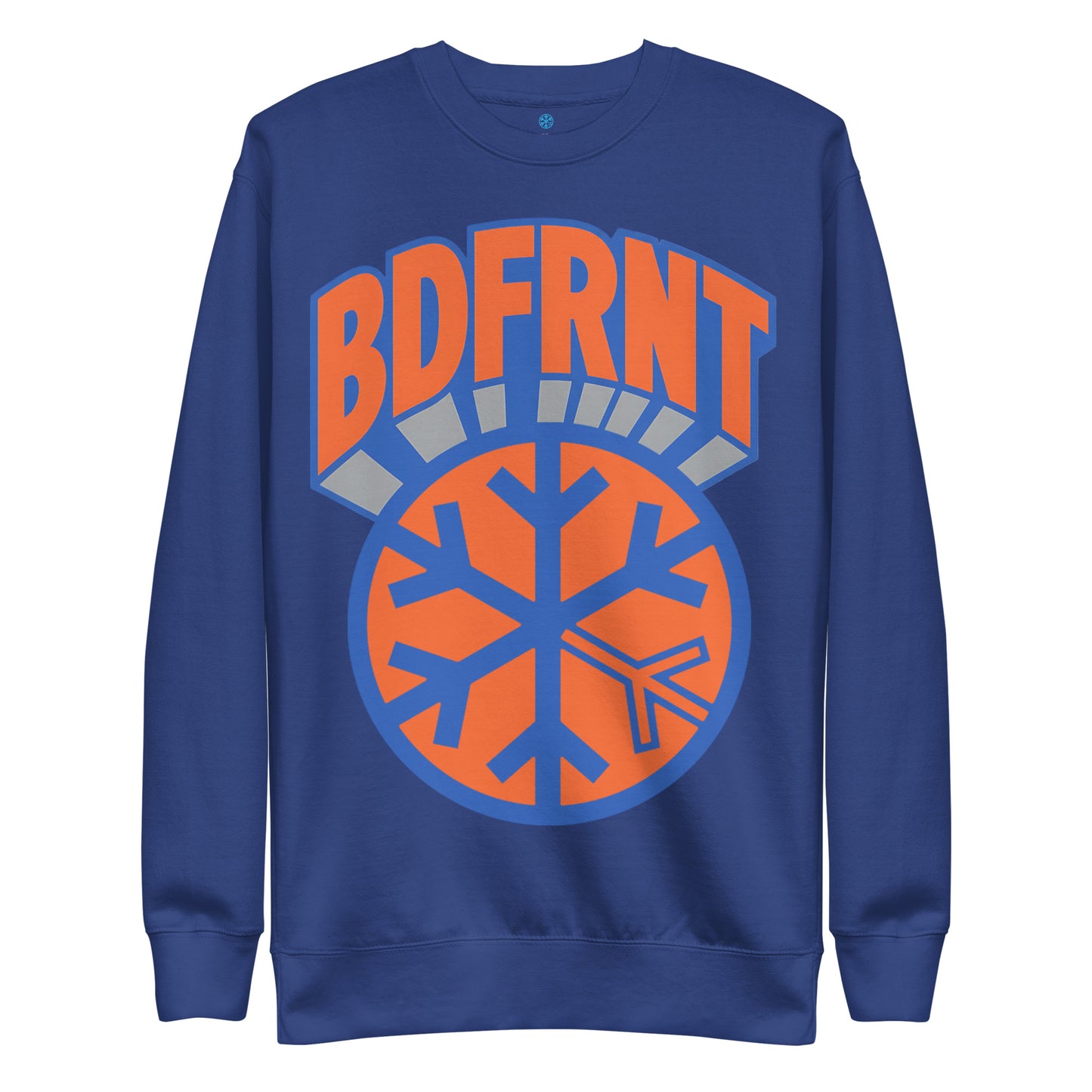 Blue-BDFRNT Logo 1989 Sweatshirt from B.Different Clothing, front view, graffiti-inspired streetwear