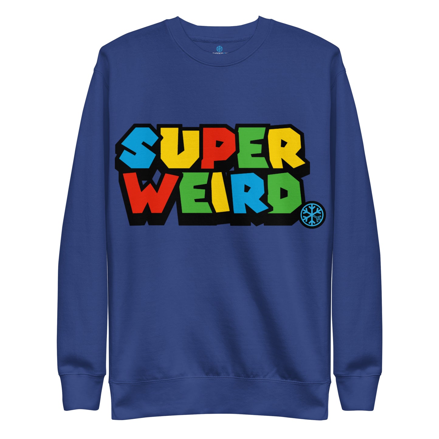 Team Royal-Super Weird Bros Sweatshirt from B.Different Clothing, front view, graffiti-inspired streetwear
