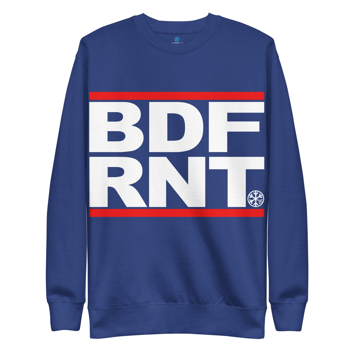 Team Royal-BDFRNT OG Logo Sweatshirt from B.Different Clothing, front view, graffiti-inspired streetwear