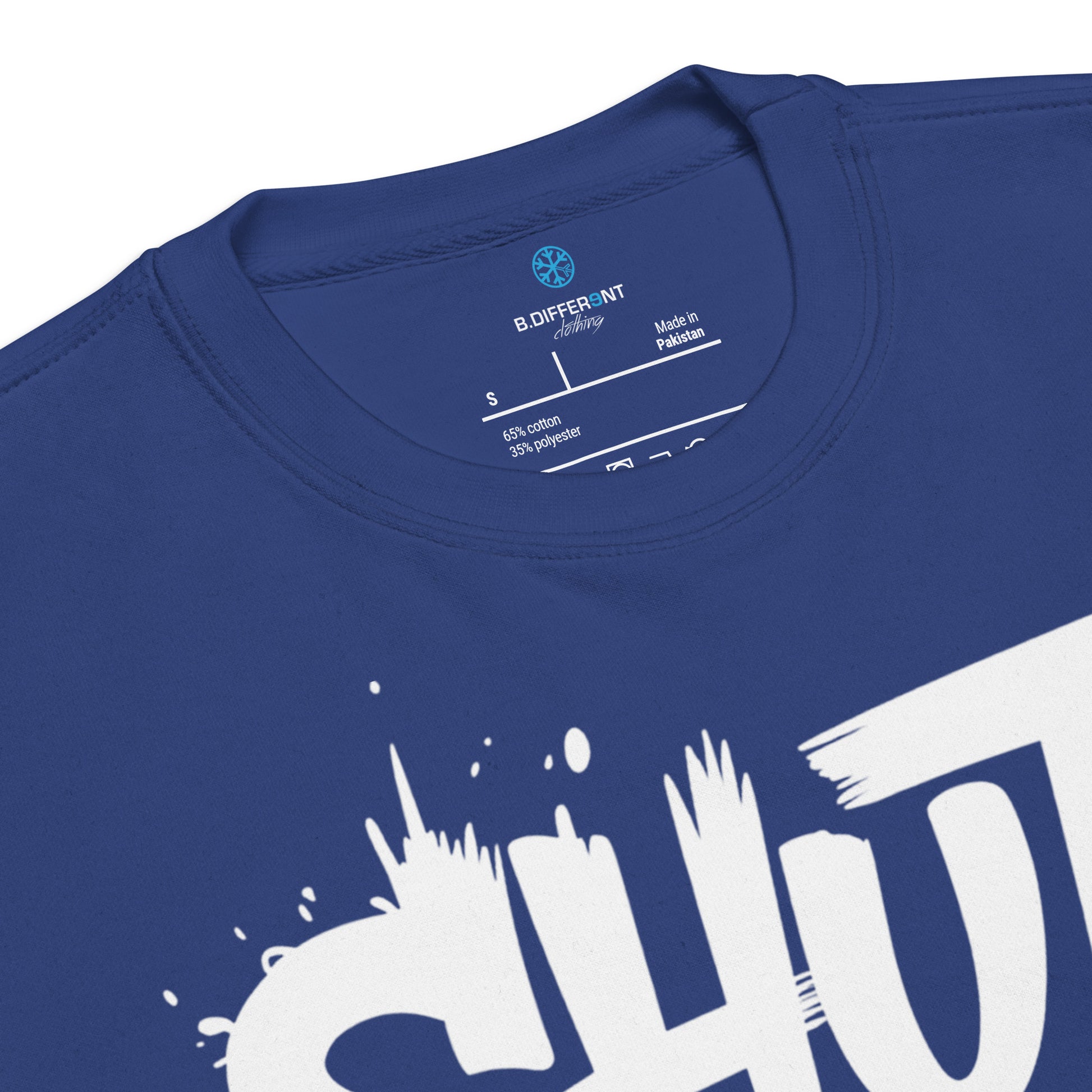 Blue-Shut Up and Paint Graffiti Sweatshirt from B.Different Clothing, collar, graffiti-inspired streetwear 