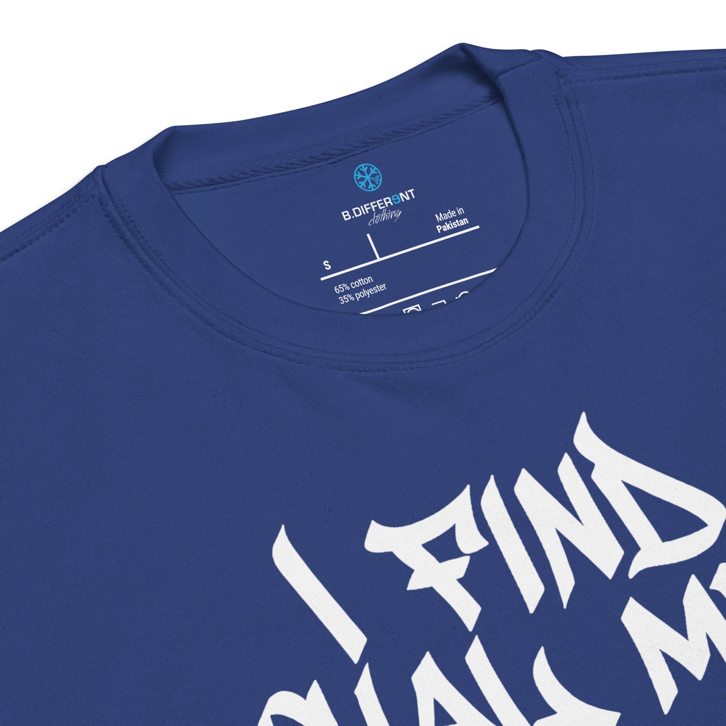 Blue-Social Media Graffiti Tag Sweatshirt from B.Different Clothing, collar, graffiti-inspired streetwear