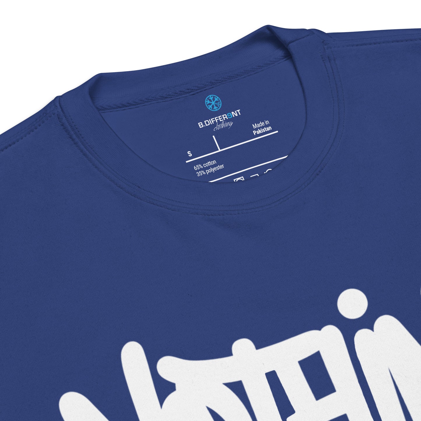 Blue-Nothing 2 Obey Graffiti Sweatshirt from B.Different Clothing, collar, graffiti-inspired streetwear