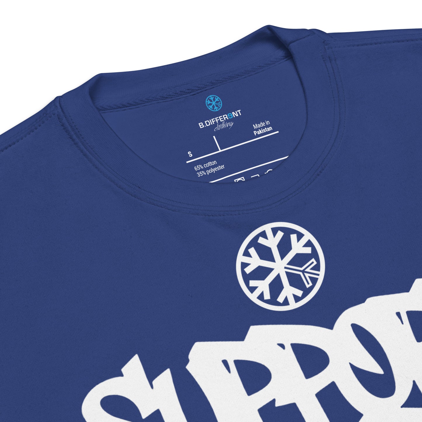 Blue-Support Your Local Graffiti Artists Sweatshirt from B.Different Clothing, collar, graffiti-inspired streetwear