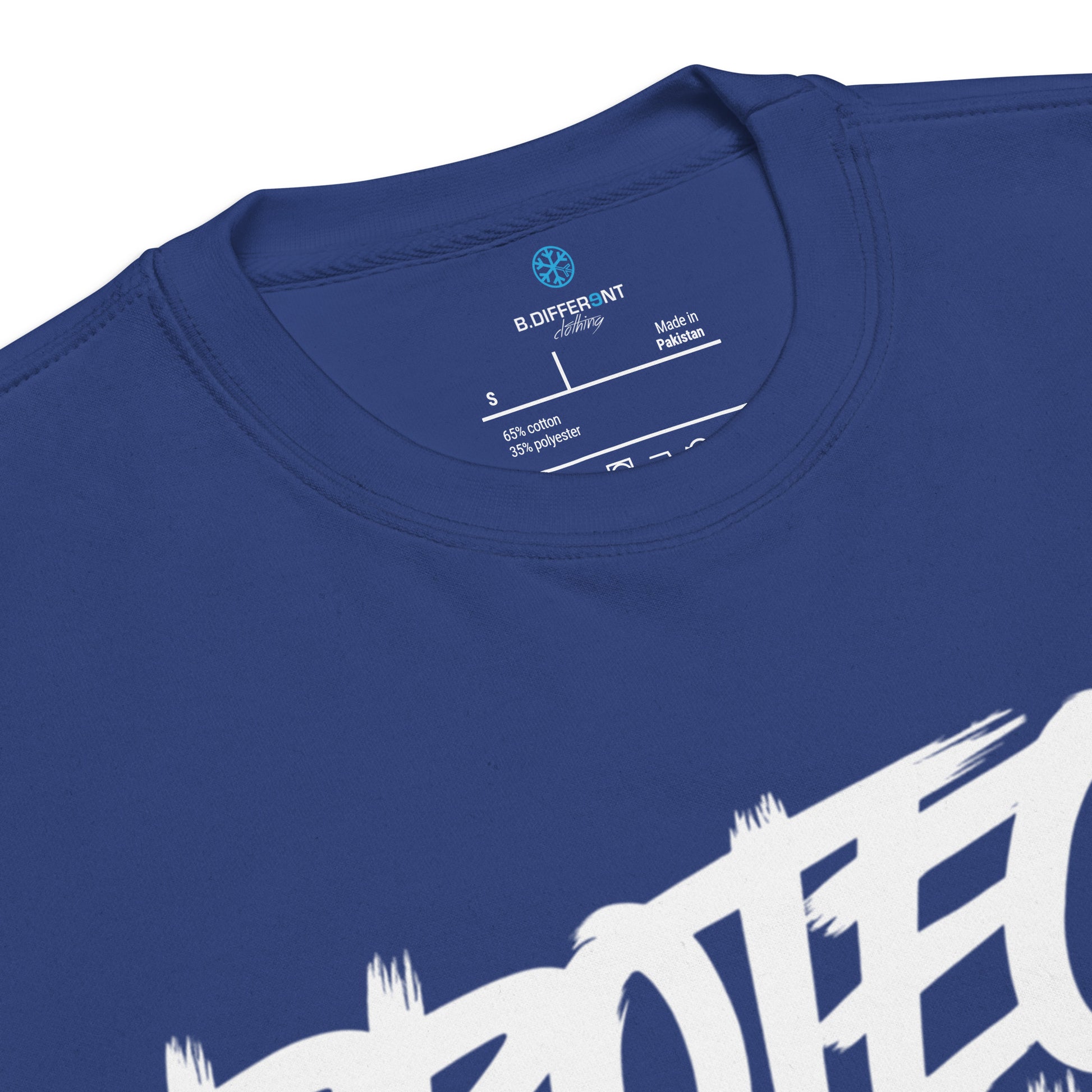 Blue-Protect Your Vibe Graffiti Tag Sweatshirt from B.Different Clothing, collar, graffiti-inspired streetwear