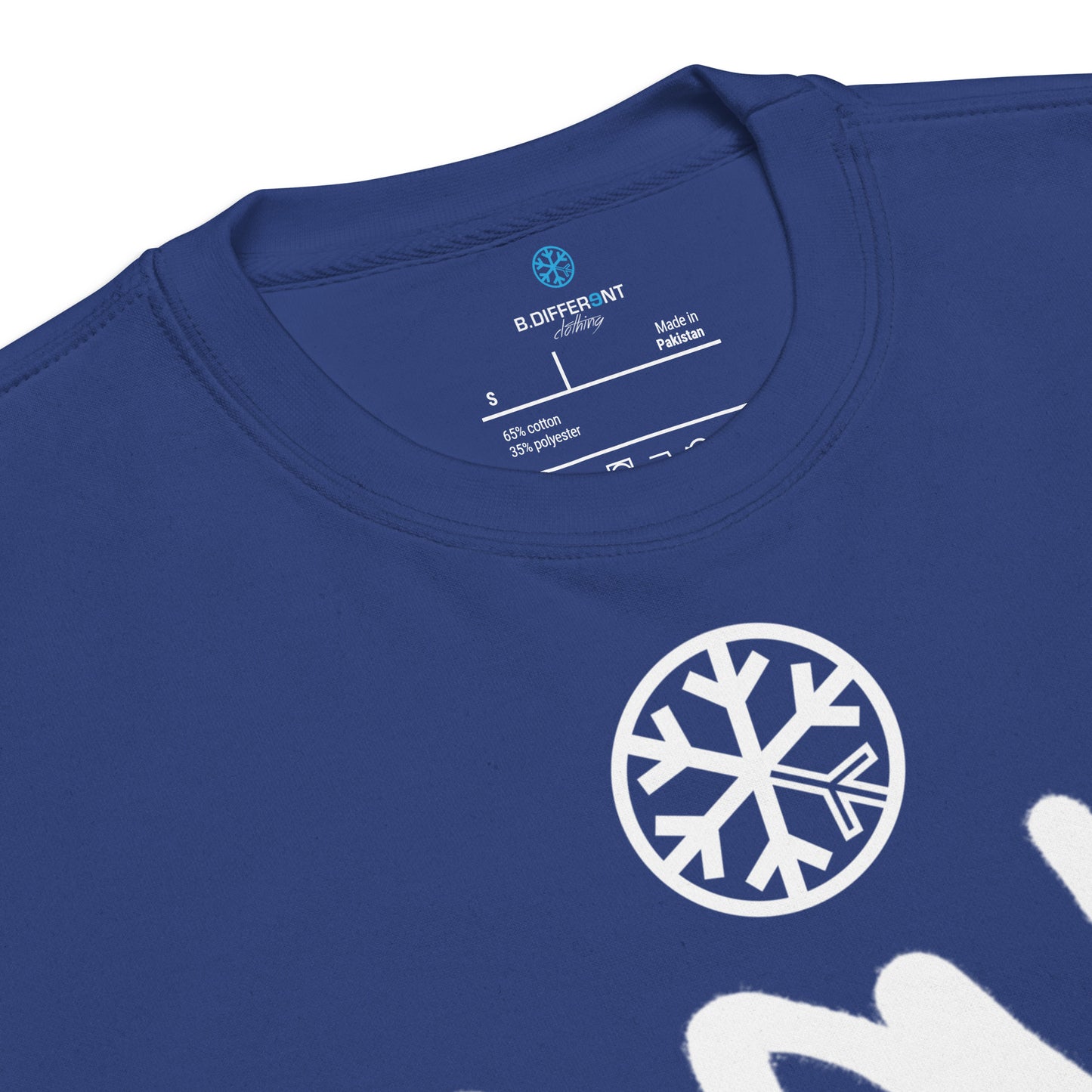 Blue-Loony Graffiti Tag Sweatshirt from B.Different Clothing, collar, graffiti-inspired streetwear