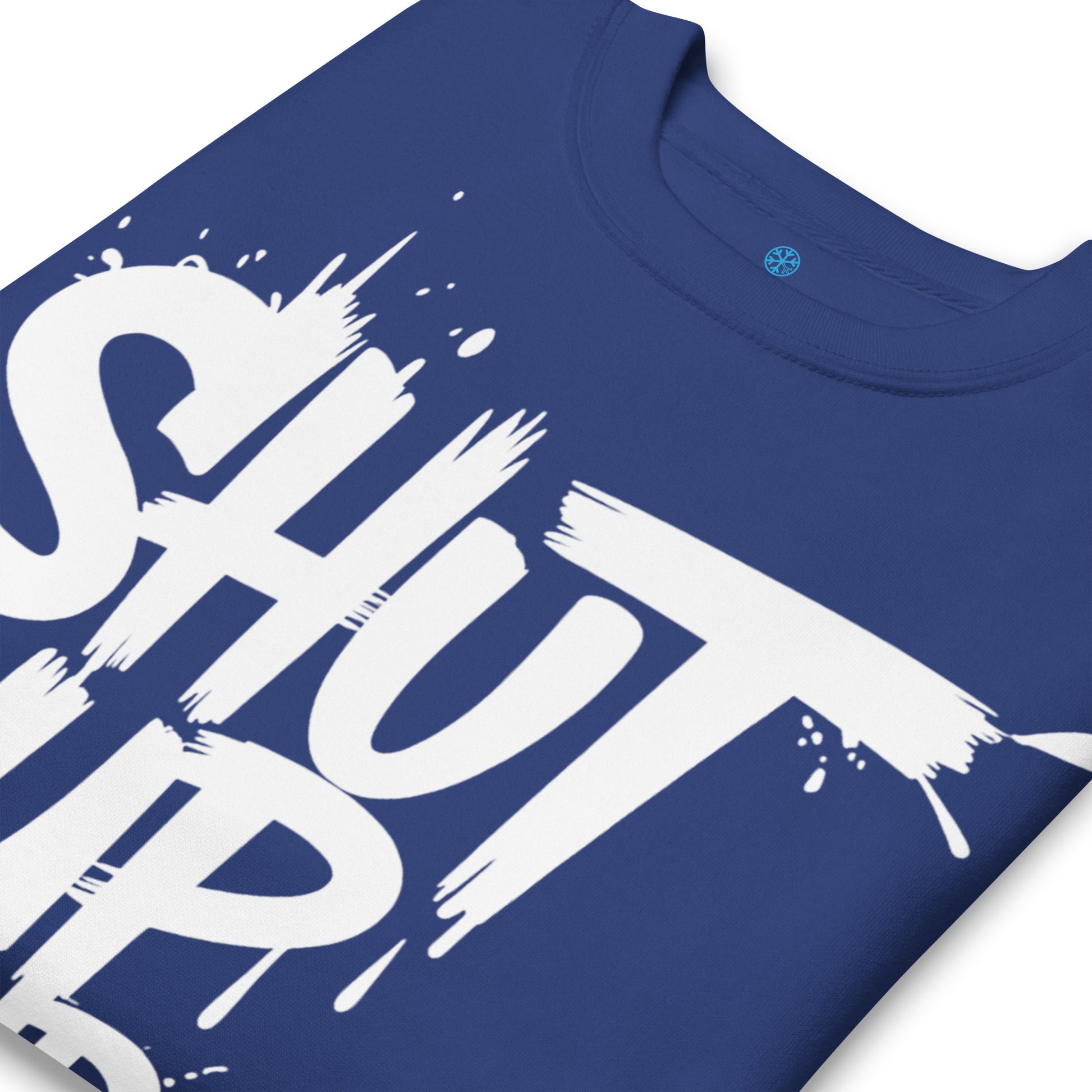 Blue-Shut Up and Paint Graffiti Sweatshirt from B.Different Clothing, detail, graffiti-inspired streetwear 