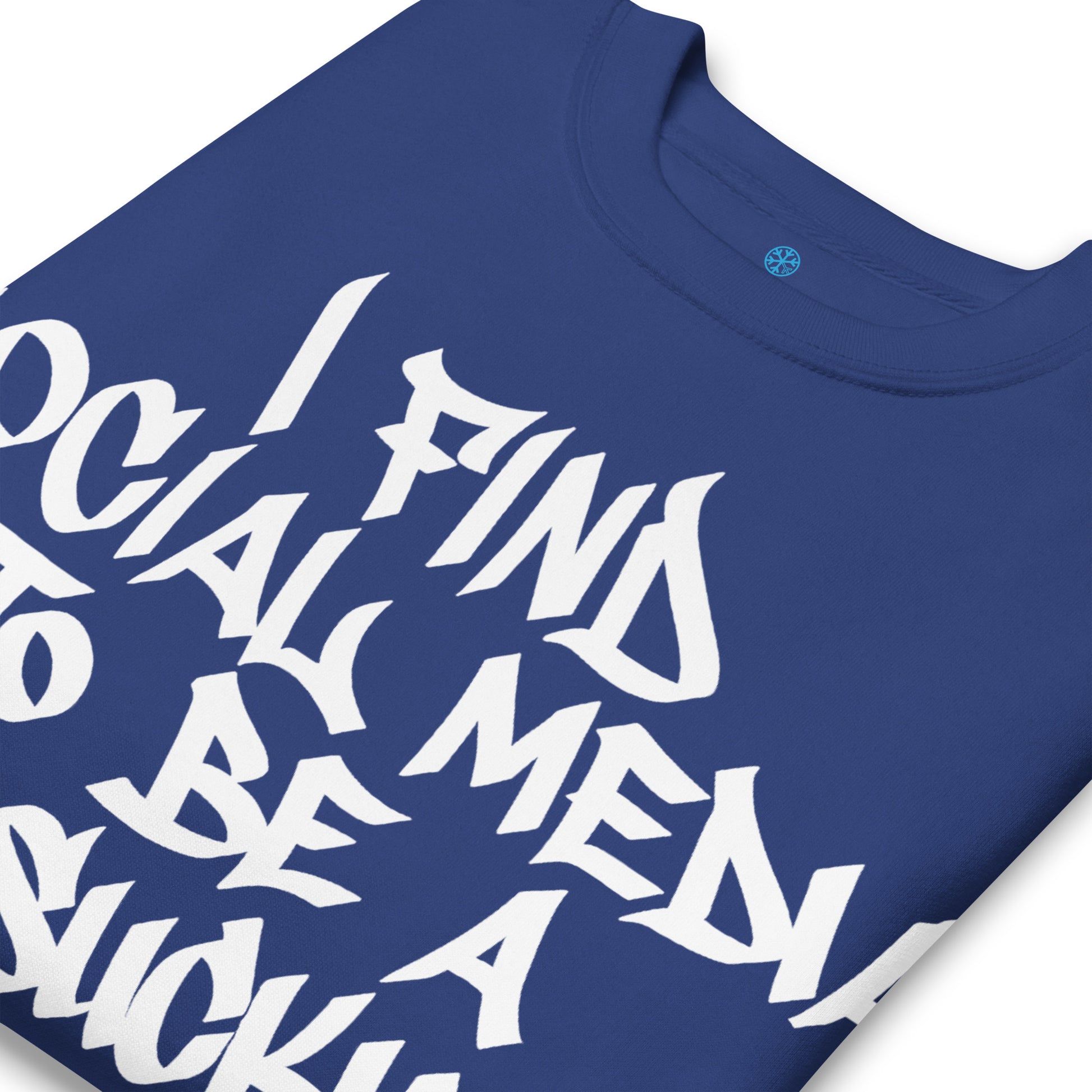 Blue-Social Media Graffiti Tag Sweatshirt from B.Different Clothing, detail, graffiti-inspired streetwear