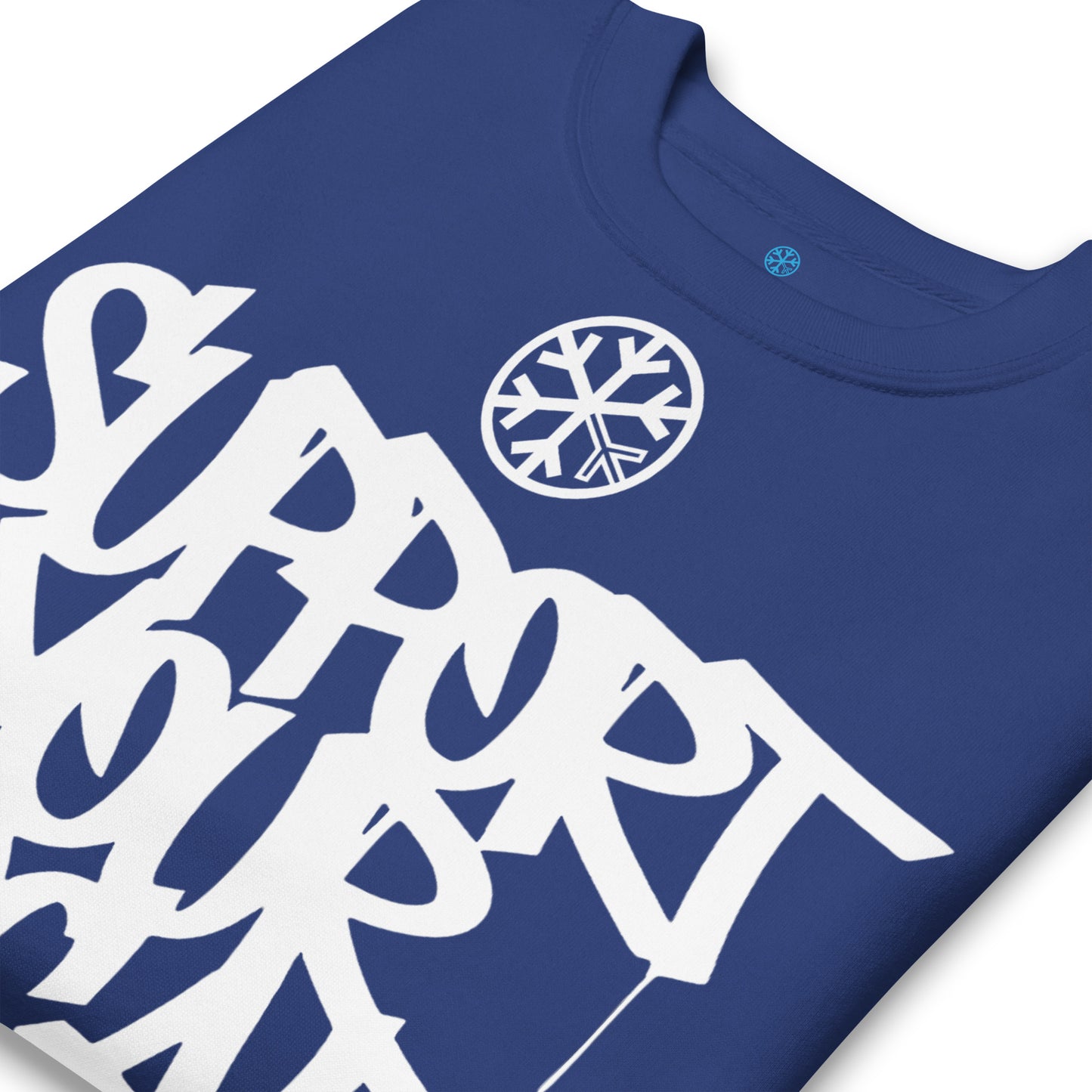 Blue-Support Your Local Graffiti Artists Sweatshirt from B.Different Clothing, detail, graffiti-inspired streetwear