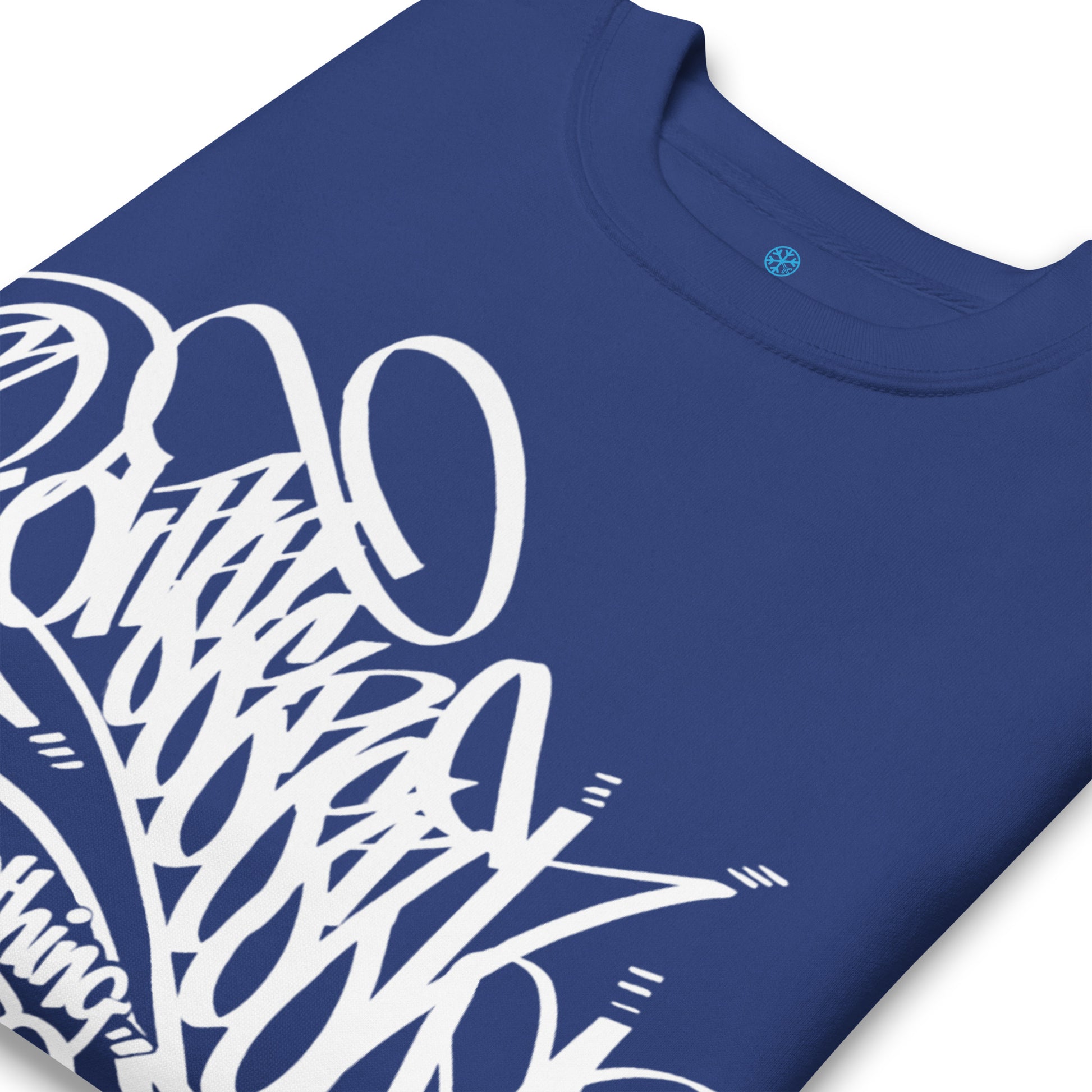 Blue-B.Different Clothing Graffiti Tag Sweatshirt from B.Different Clothing, detail, graffiti-inspired streetwear