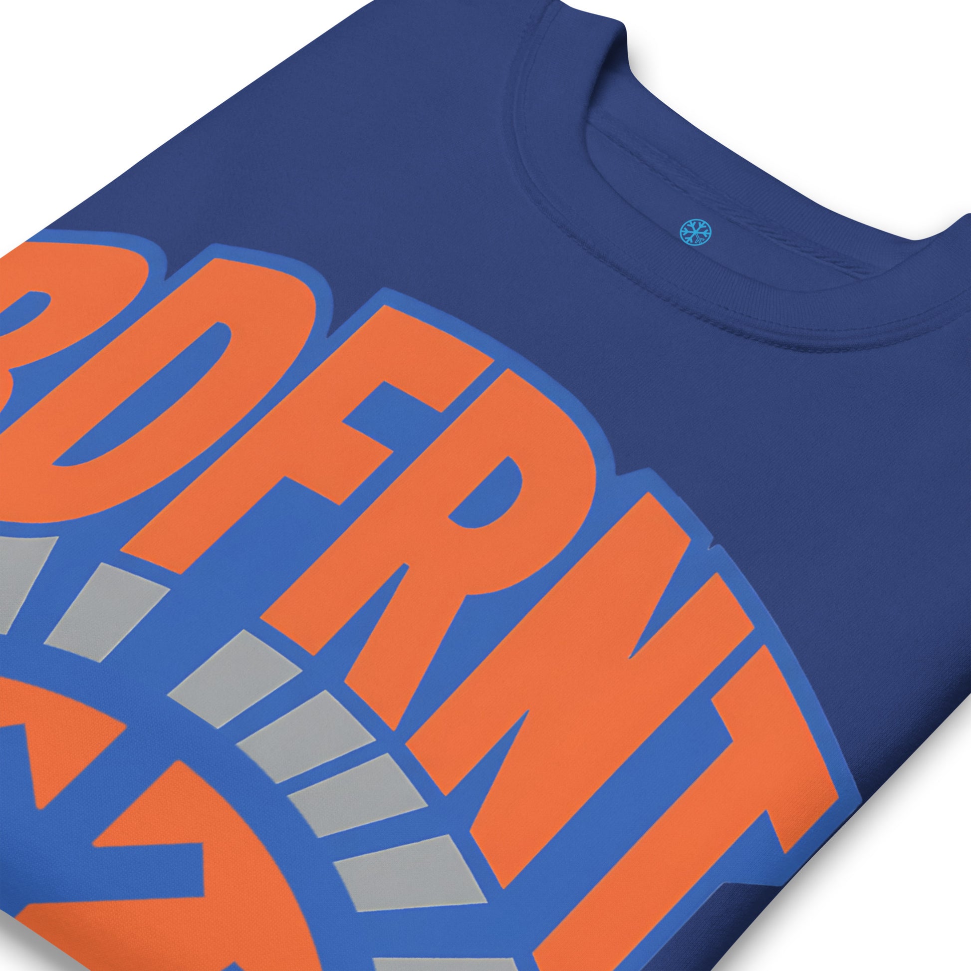 Blue-BDFRNT Logo 1989 Sweatshirt from B.Different Clothing, detail, graffiti-inspired streetwear