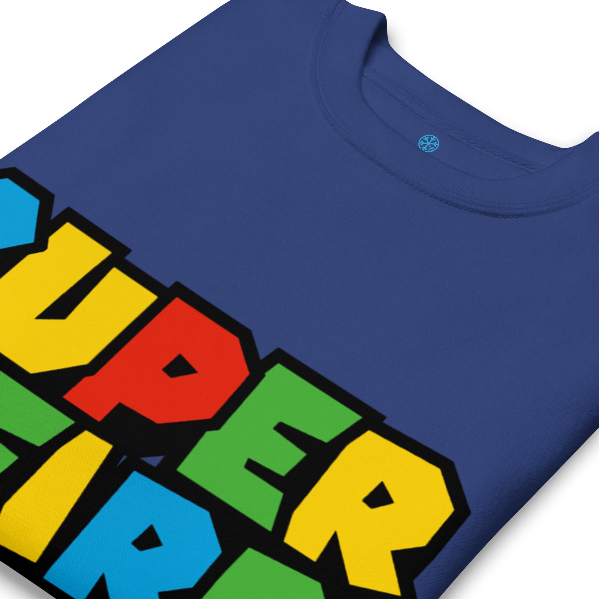 Team Royal-Super Weird Bros Sweatshirt from B.Different Clothing, detail, graffiti-inspired streetwear