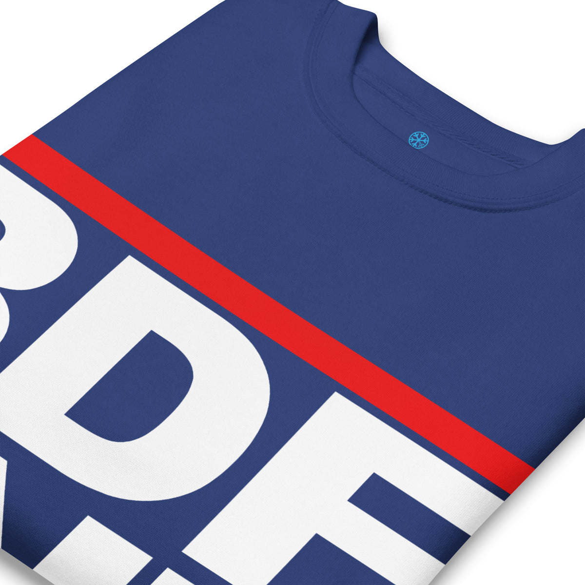 Team Royal-BDFRNT OG Logo Sweatshirt from B.Different Clothing, detail, graffiti-inspired streetwear