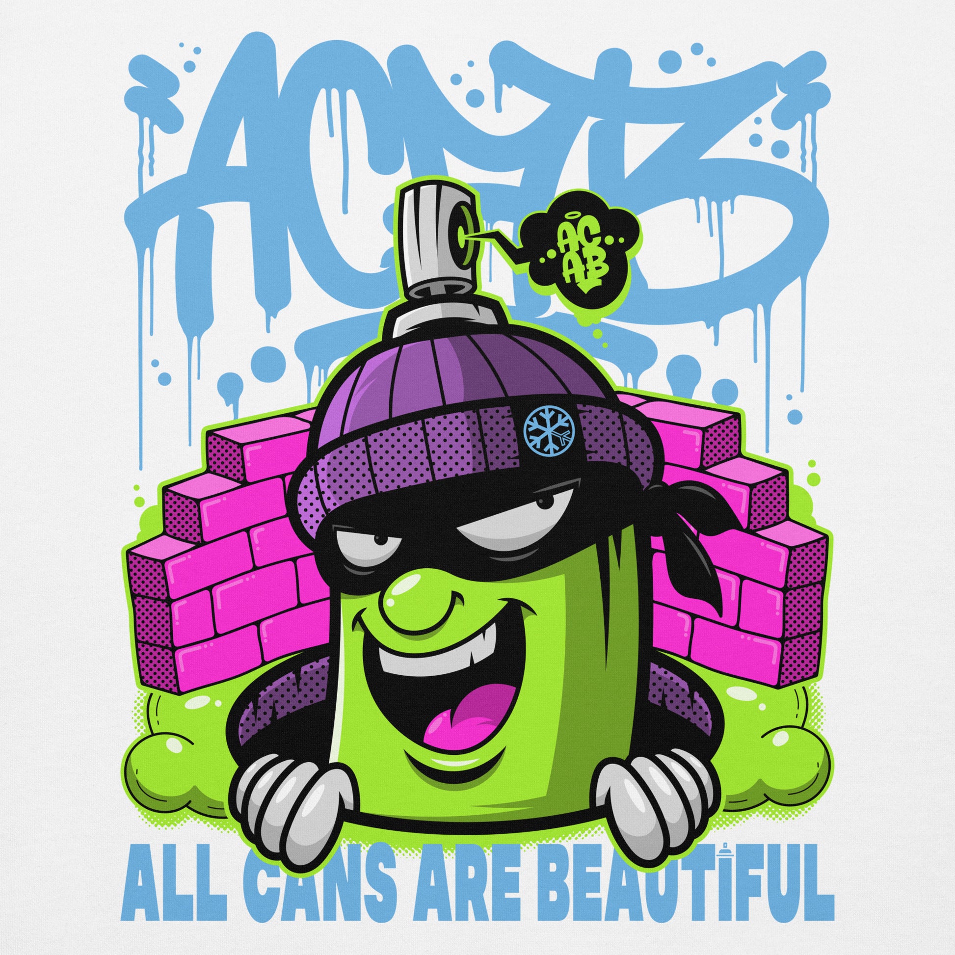 White-ACAB Graffiti Character Sweatshirt from B.Different Clothing, graphic, graffiti-inspired streetwear