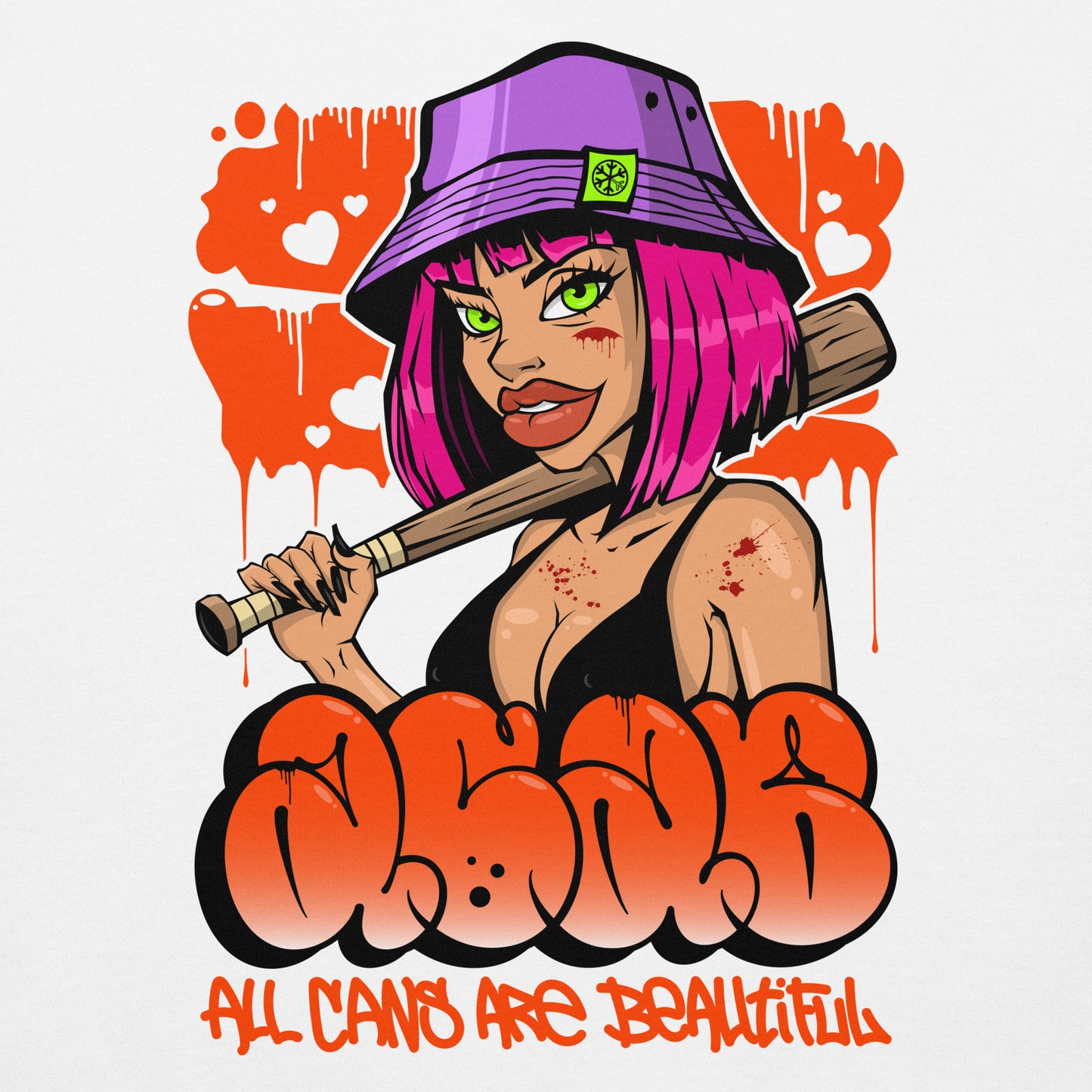 White-ACAB Girl Graffiti Sweatshirt from B.Different Clothing, graphic, graffiti-inspired streetwear