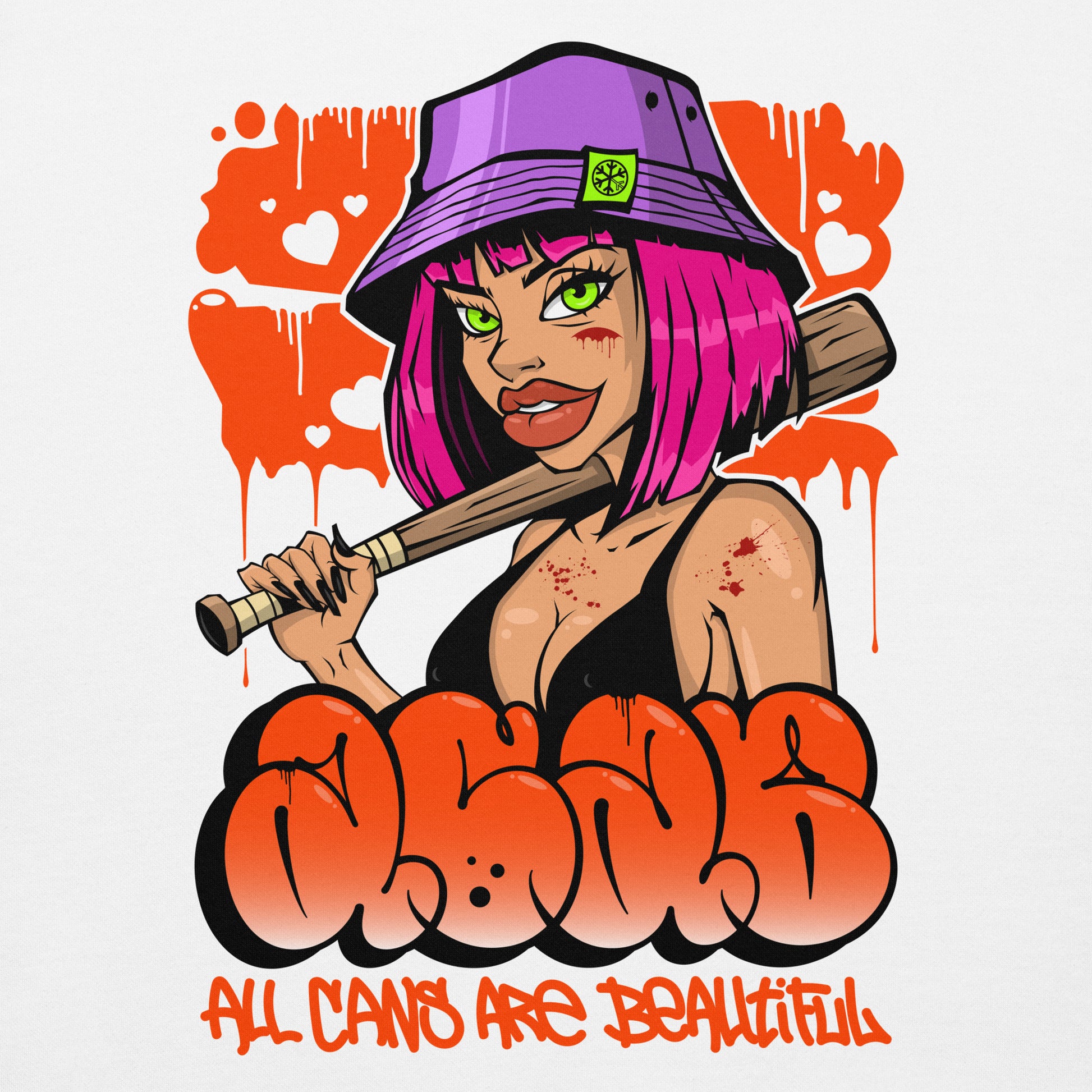 White-ACAB Girl Graffiti Sweatshirt from B.Different Clothing, graphic, graffiti-inspired streetwear