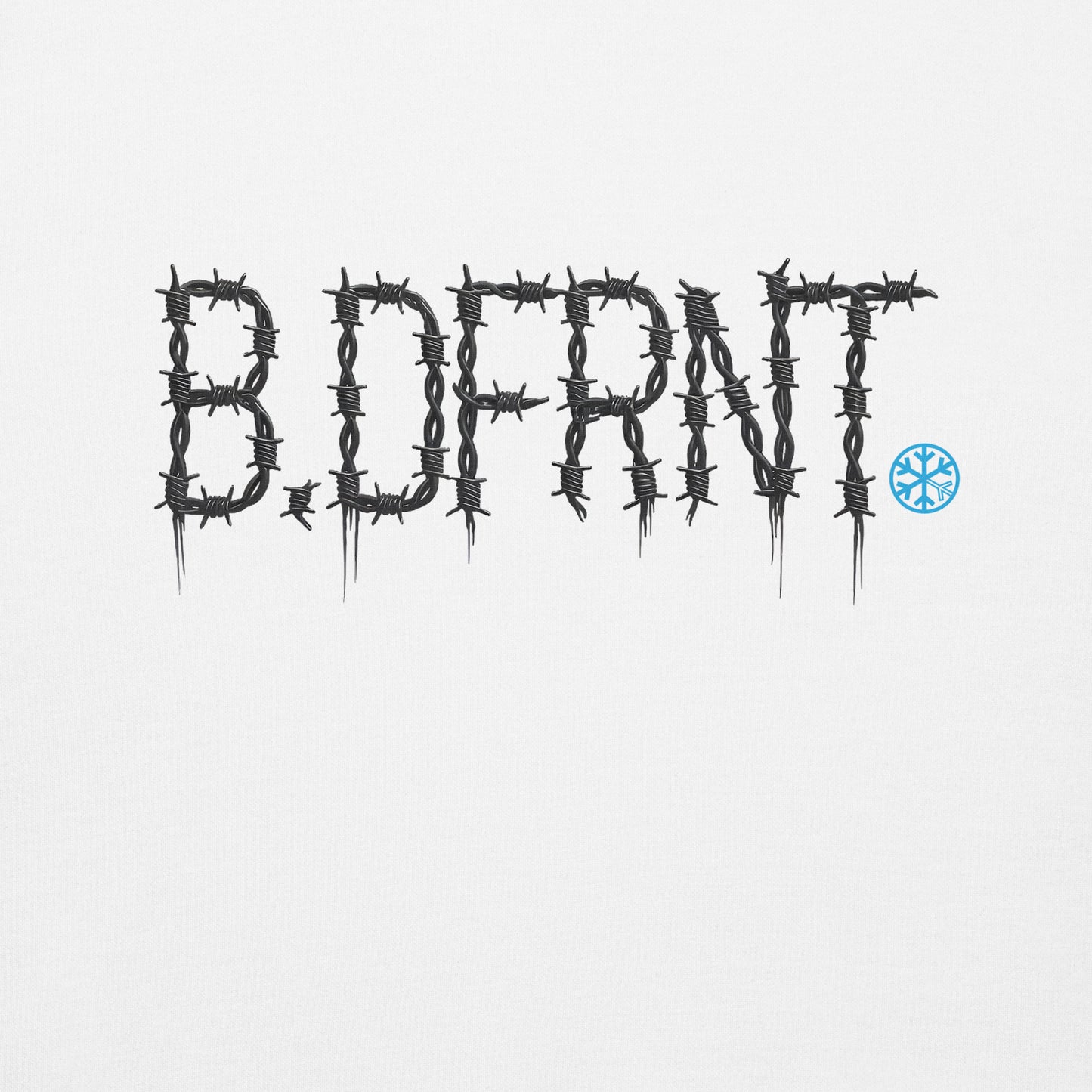 White-B.DFRNT Barbed Wire Sweatshirt from B.Different Clothing, graphic, graffiti-inspired streetwear