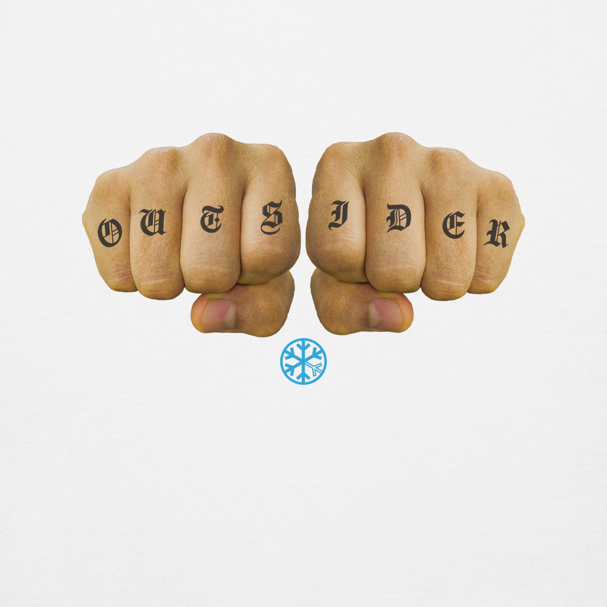 White-Outsider Tattoo Sweatshirt from B.Different Clothing, graphic, graffiti-inspired streetwear