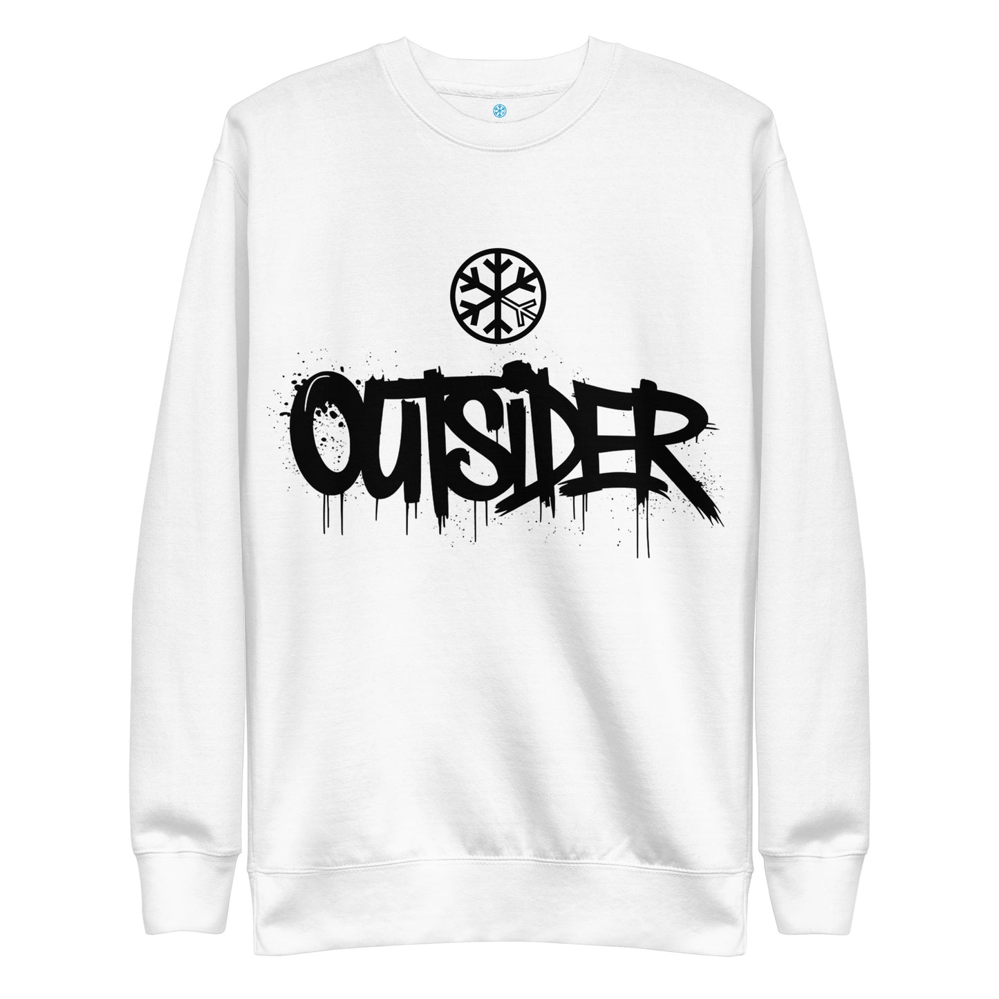 White-Outsider Graffiti Tag Sweatshirt from B.Different Clothing, front view, graffiti-inspired streetwear