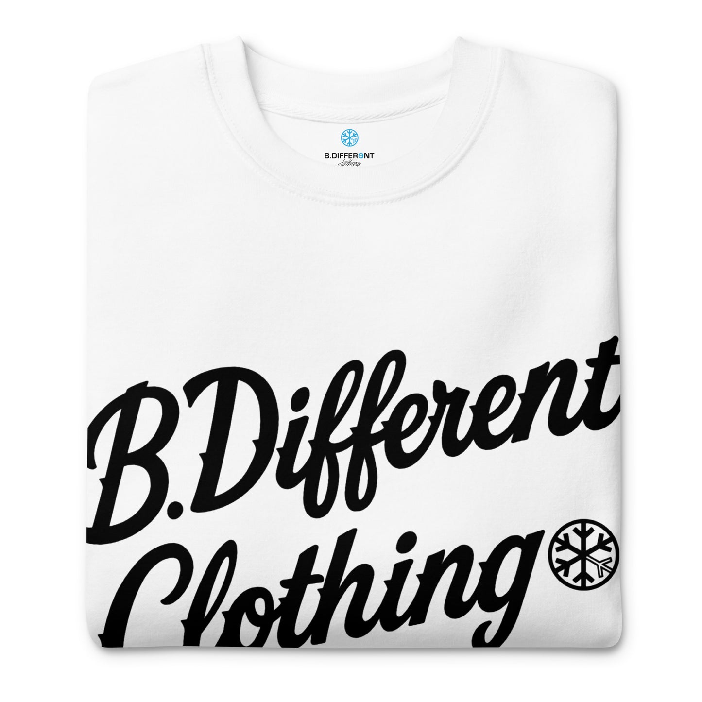 White-The League Sweatshirt from B.Different Clothing, folded, graffiti-inspired streetwear